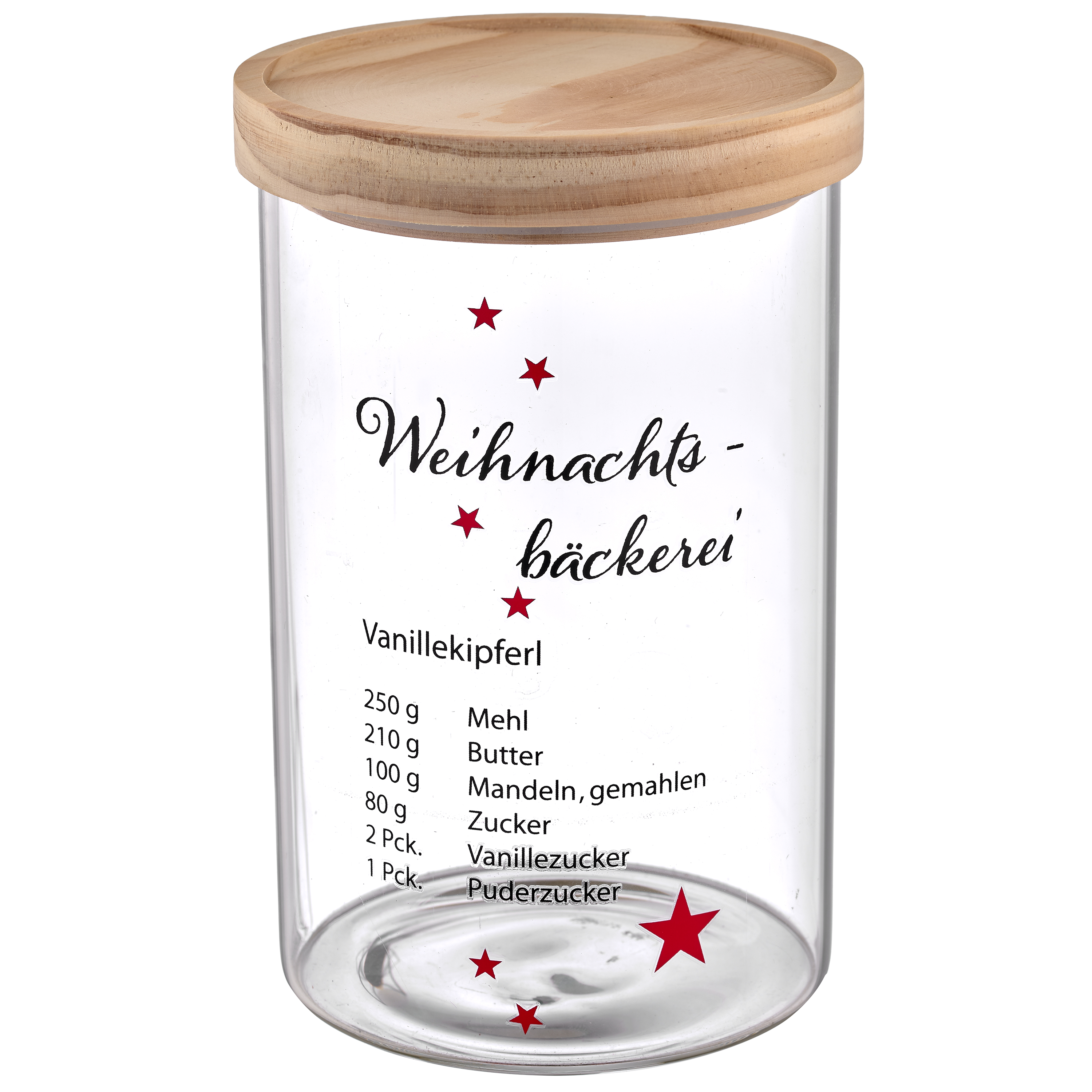 Glas Vorratsdose WEIHNACHTSBÄCKEREI - transparent, ca. 11x11x16,6cm