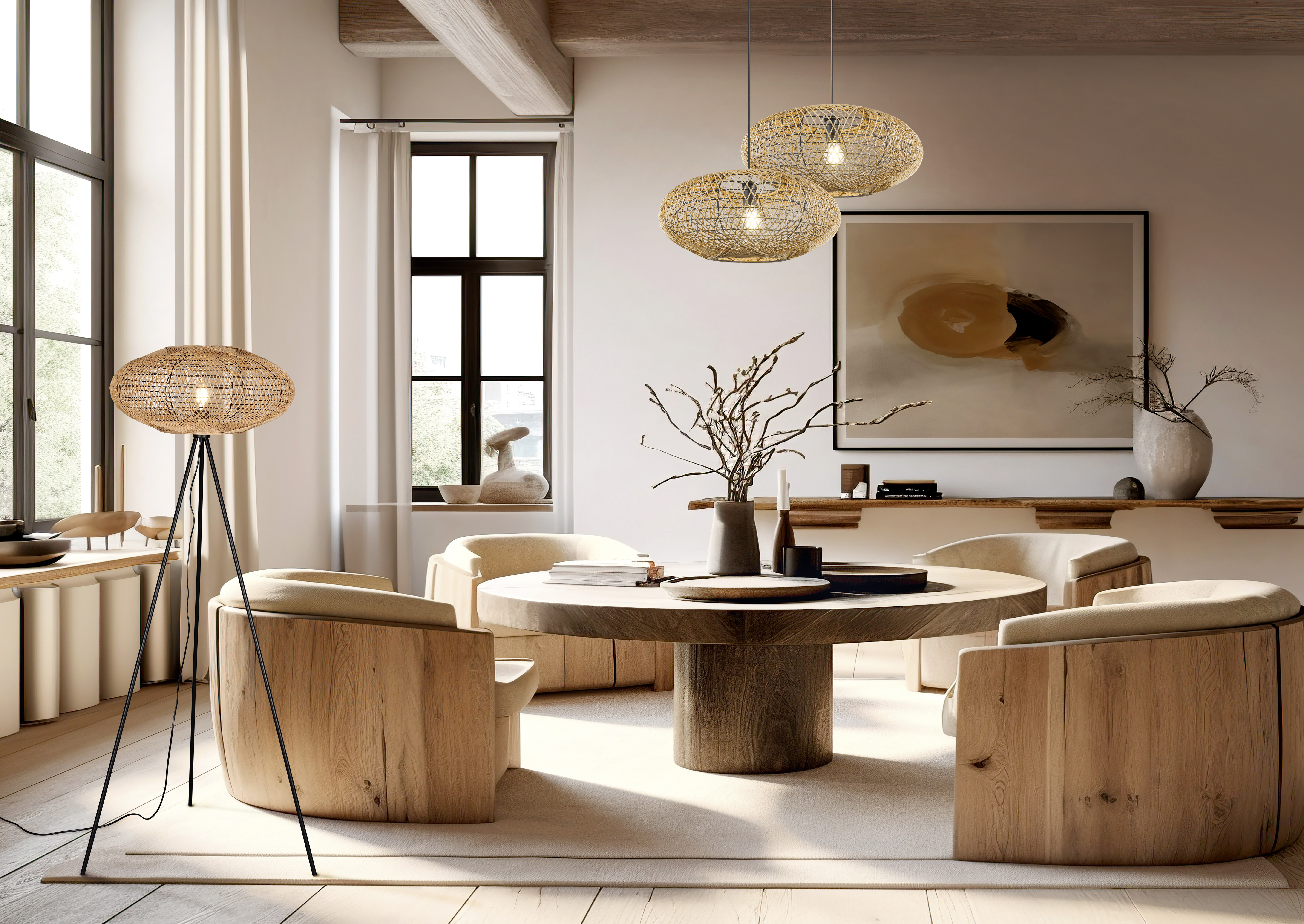 Stehleuchte Hedda - 1xE27, Sisalschirm, Höhe ca. 150 cm