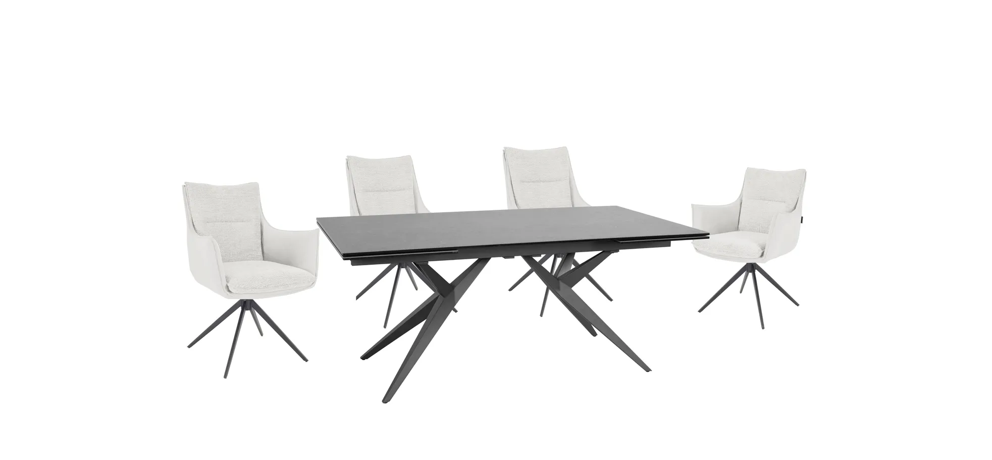 Esstisch, Glaskeramik dunkelgrau, ausziehbar - Michela