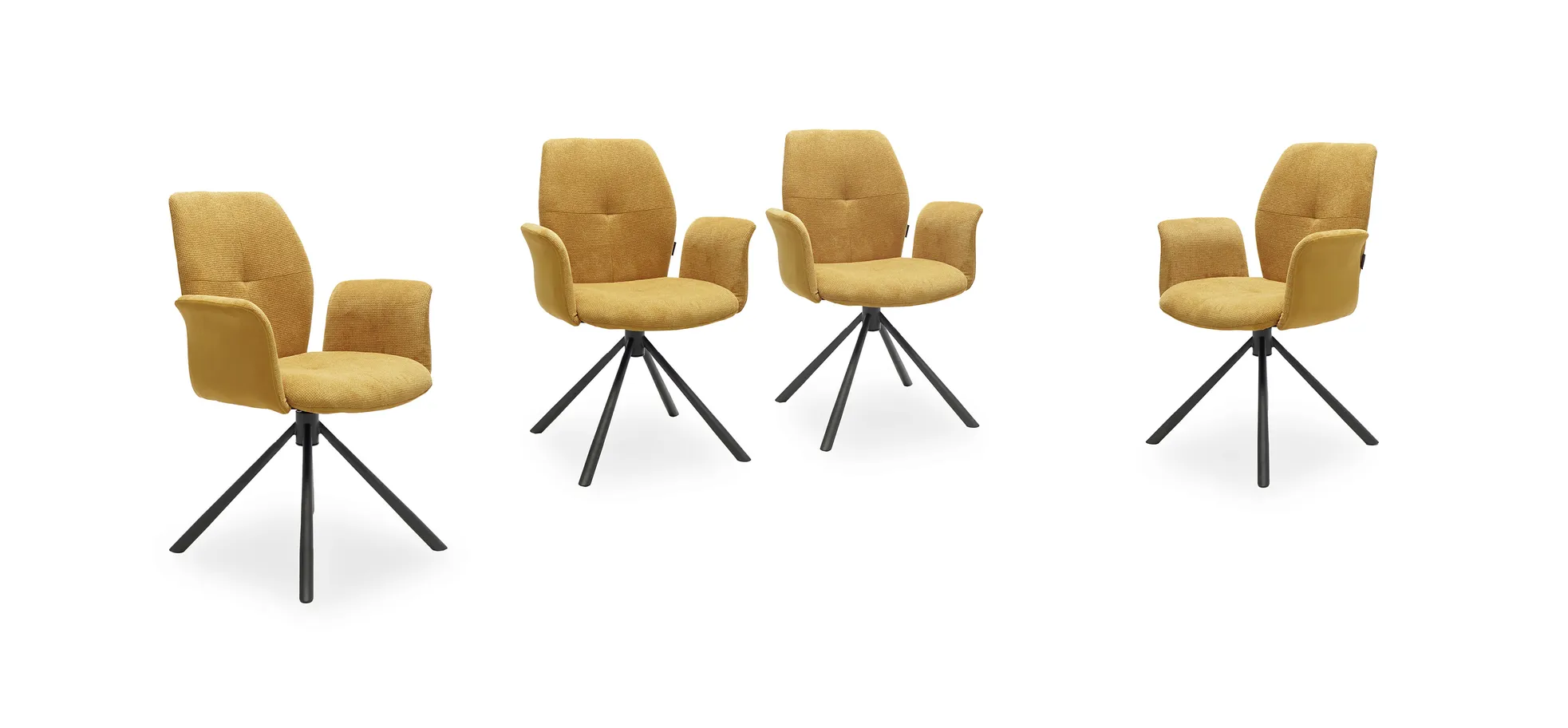 Vierfußstuhl mit Armlehnen, Stoff Mustard - Manoa