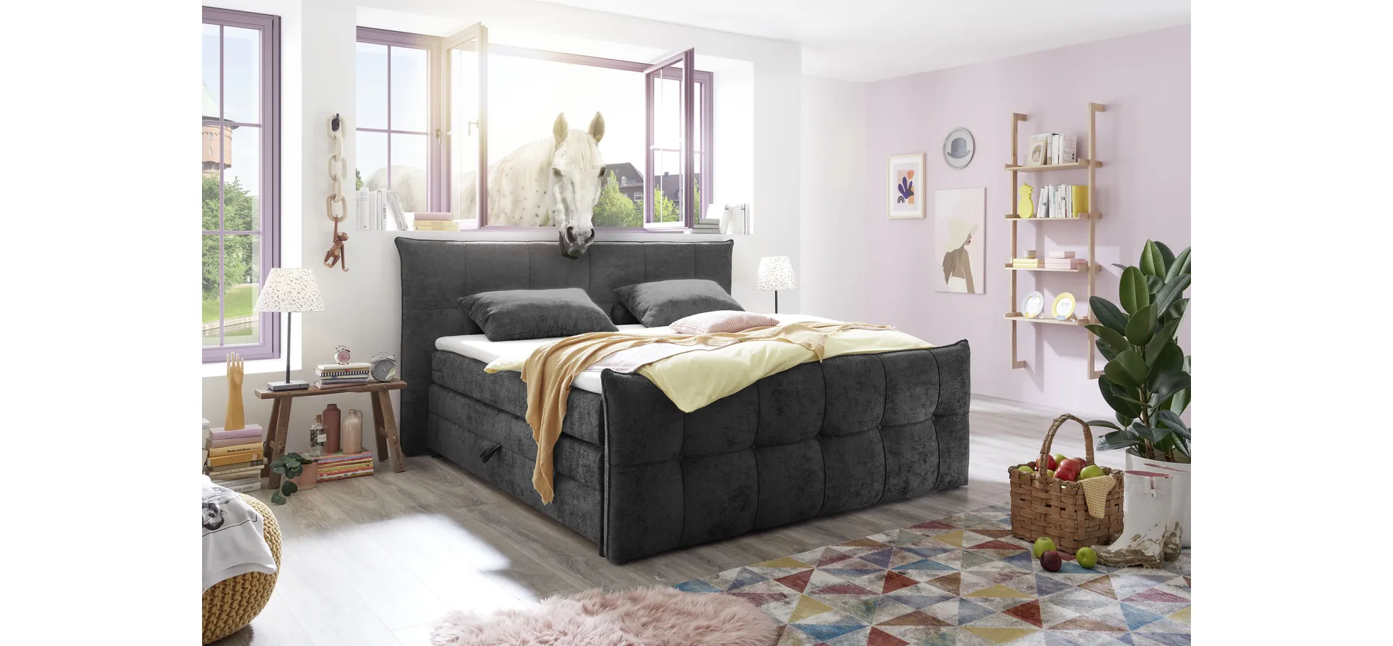 Boxspringbett, winter moss - Emilla