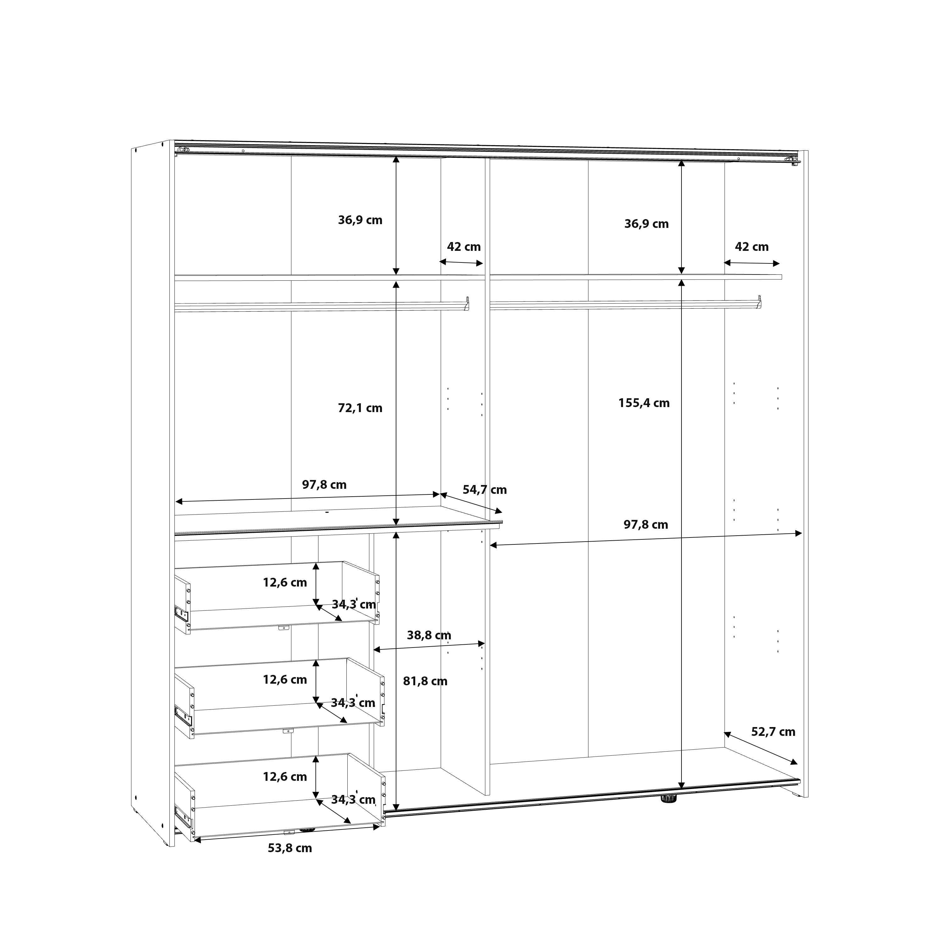 Schwebetürenschrank, Artisan Eiche, dunkelgrau - Fjolla