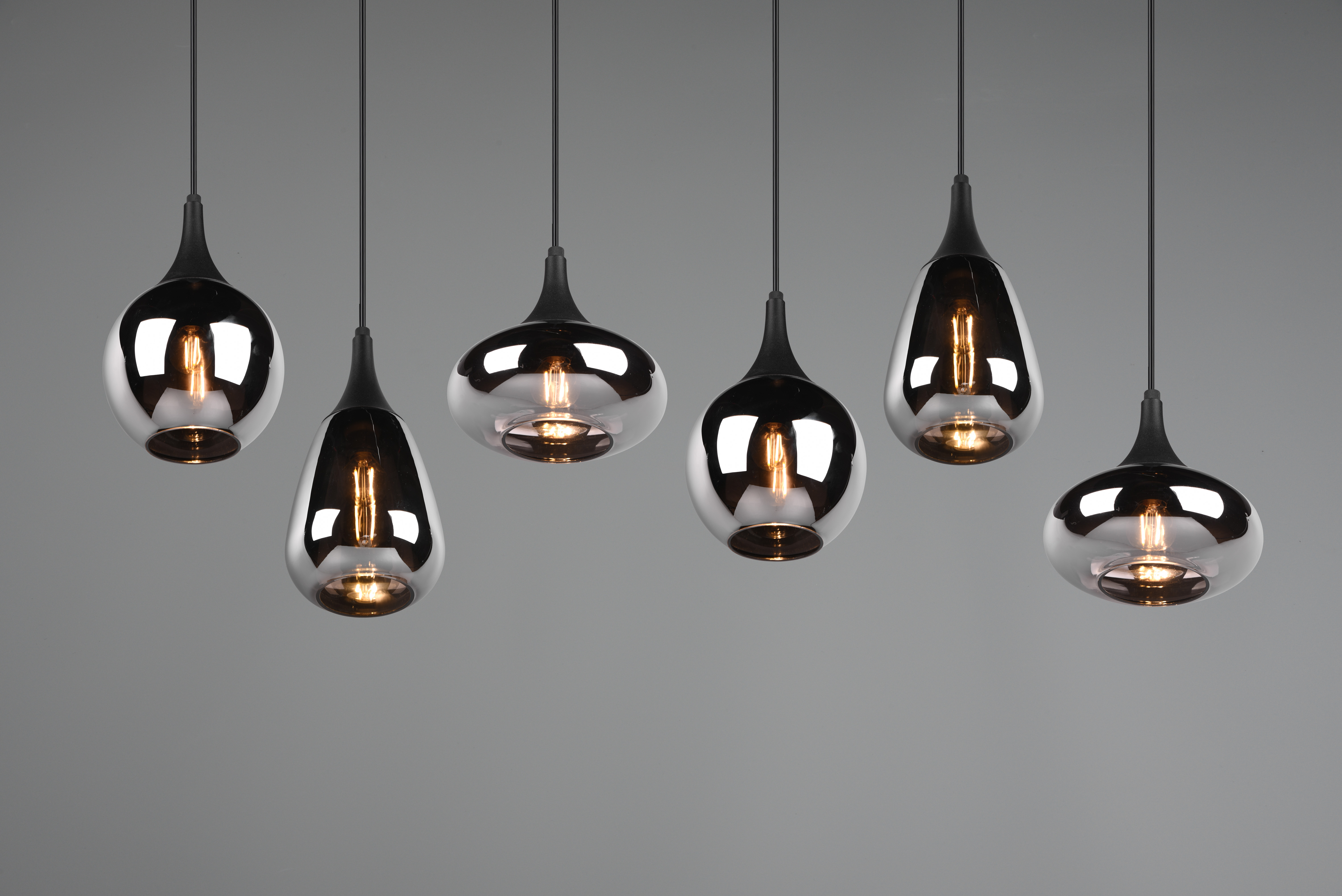 Pendelleuchte Lumina - 6flg., Metall/schwarz matt,93x8xHöhe max: 150 cm