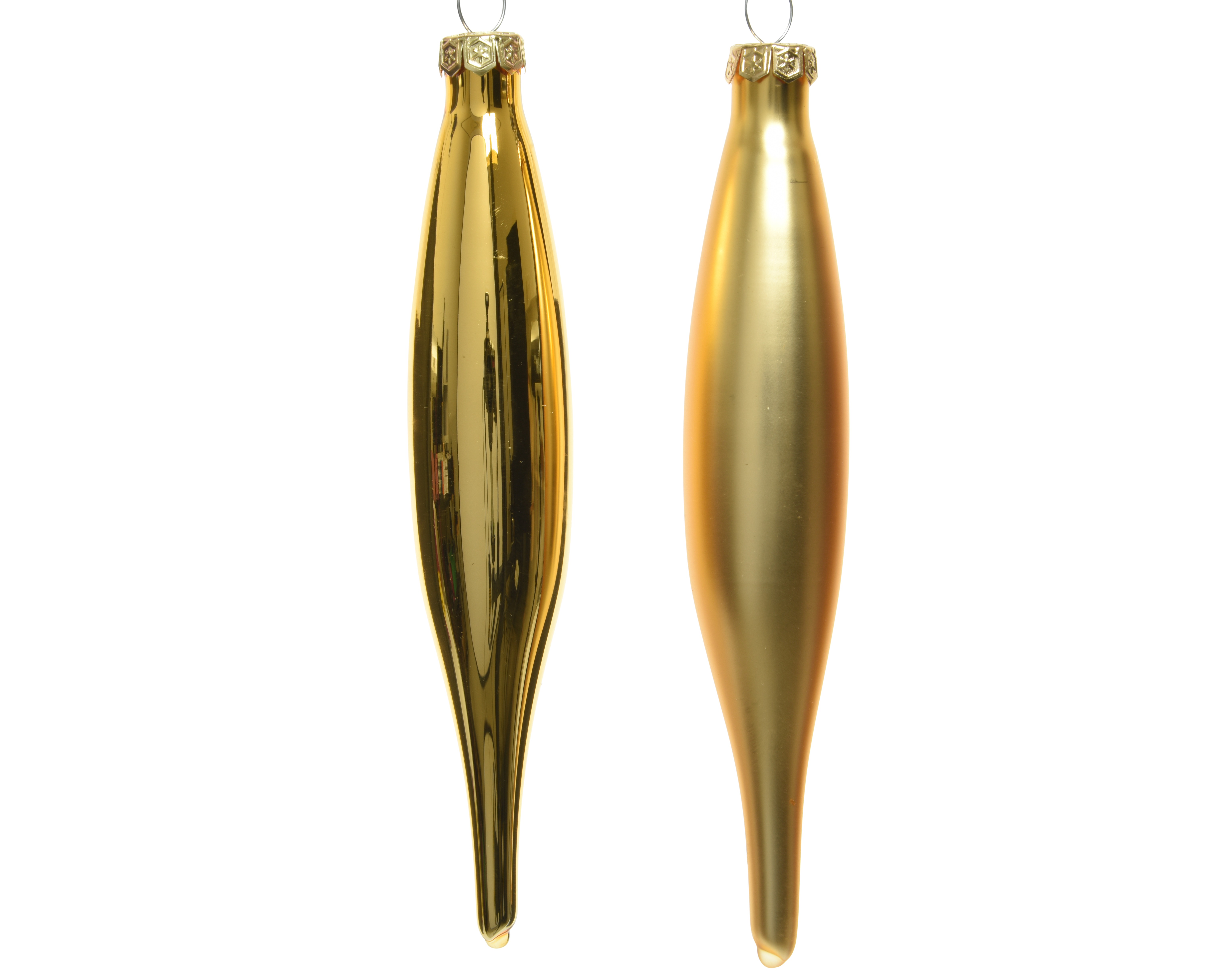 Hänger Eiszapfen 6-er - hell gold, Glas, Ø3-H15cm