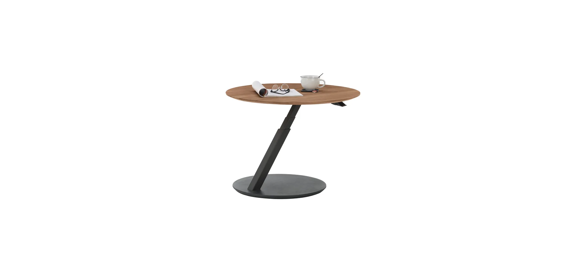 Couchtisch - höhenverstellbar D/H 80x44/60 cm, Kerneiche Umato 