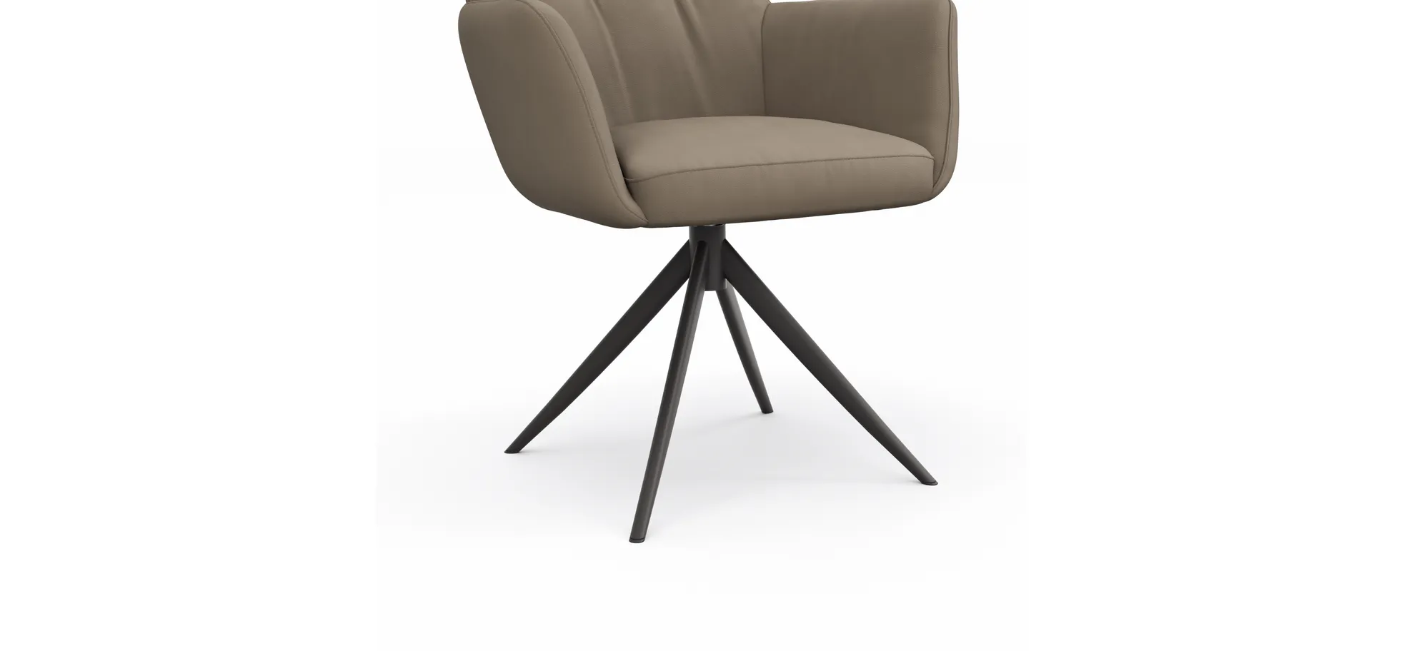 Armlehnstuhl Nashville - drehbar, Leder, Taupe