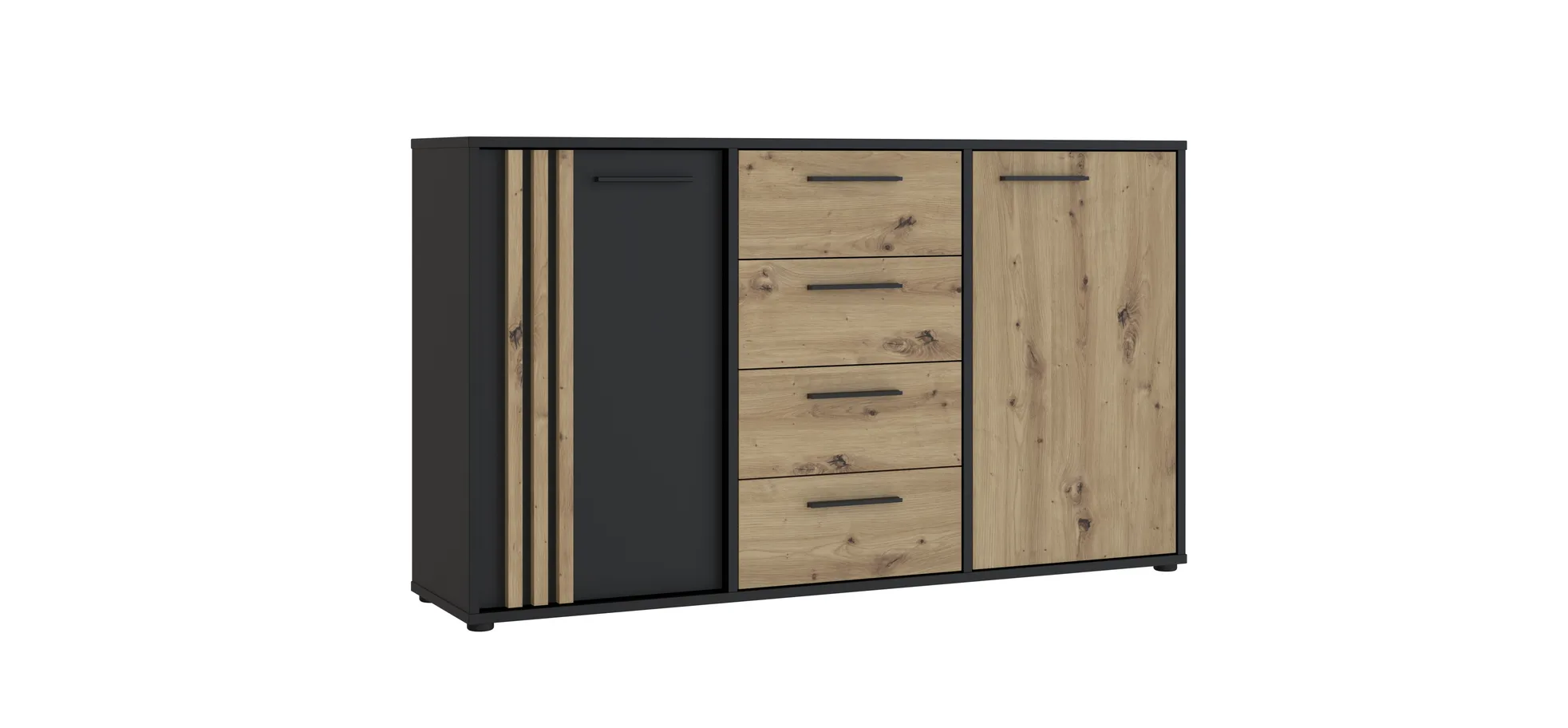 Sideboard, Black/Artisan Oak  - Floriss