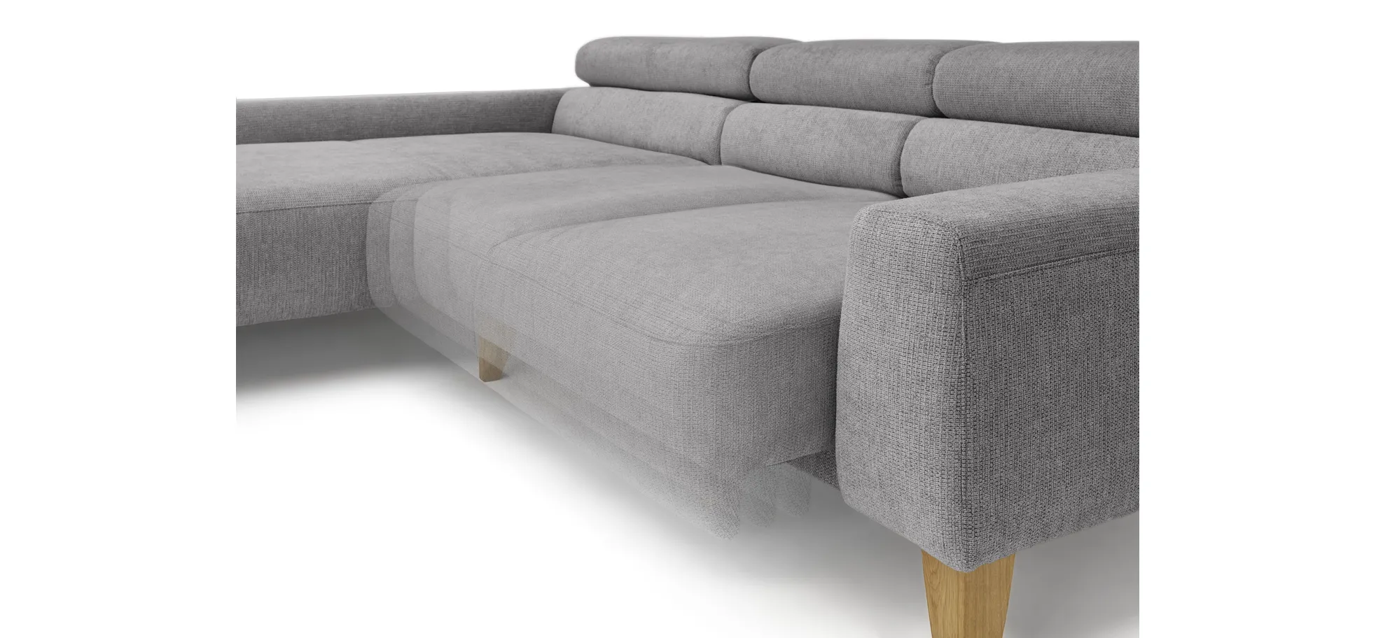 Ecksofa CHENOA - Longchair links und 2-Sitzer, Sitzvorzug motorisch, Stoff, Steingrau Ecksofa CHENOA - Longchair links und 2-Sitzer, Sitzvorzug motorisch, Stoff, Steingrau