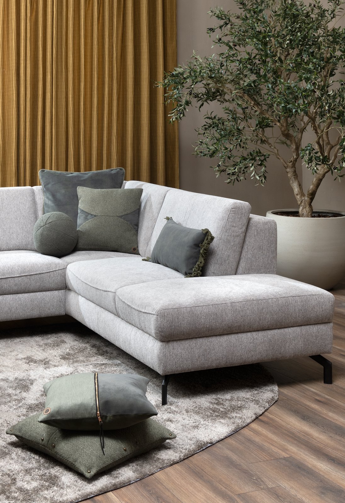 Kissenset Timeless, 6-teilig, Olive - Coco Maison