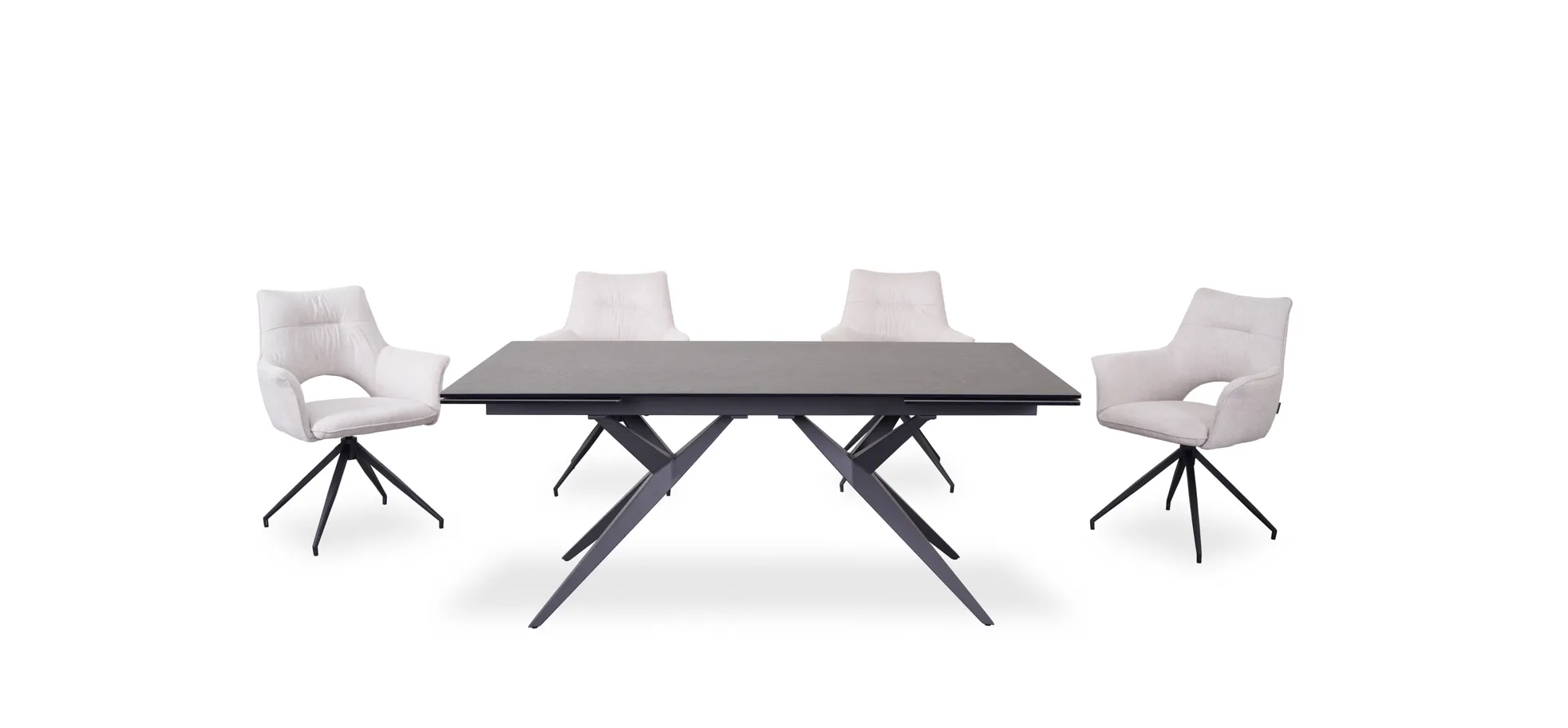 Esstisch, Glaskeramik dunkelgrau, ausziehbar - Michela