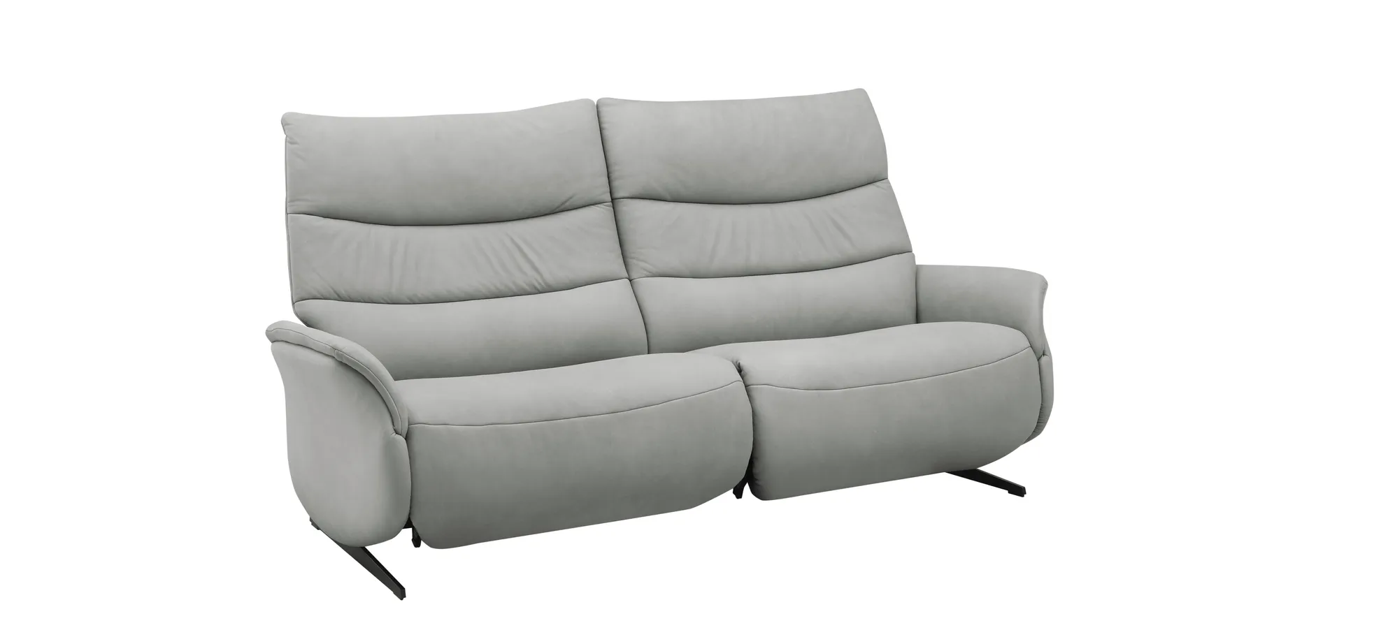 Sofa EM Lun - 3-Sitzer, Wall-Free Funktion, Kopfteilverstellung, Leder, grau