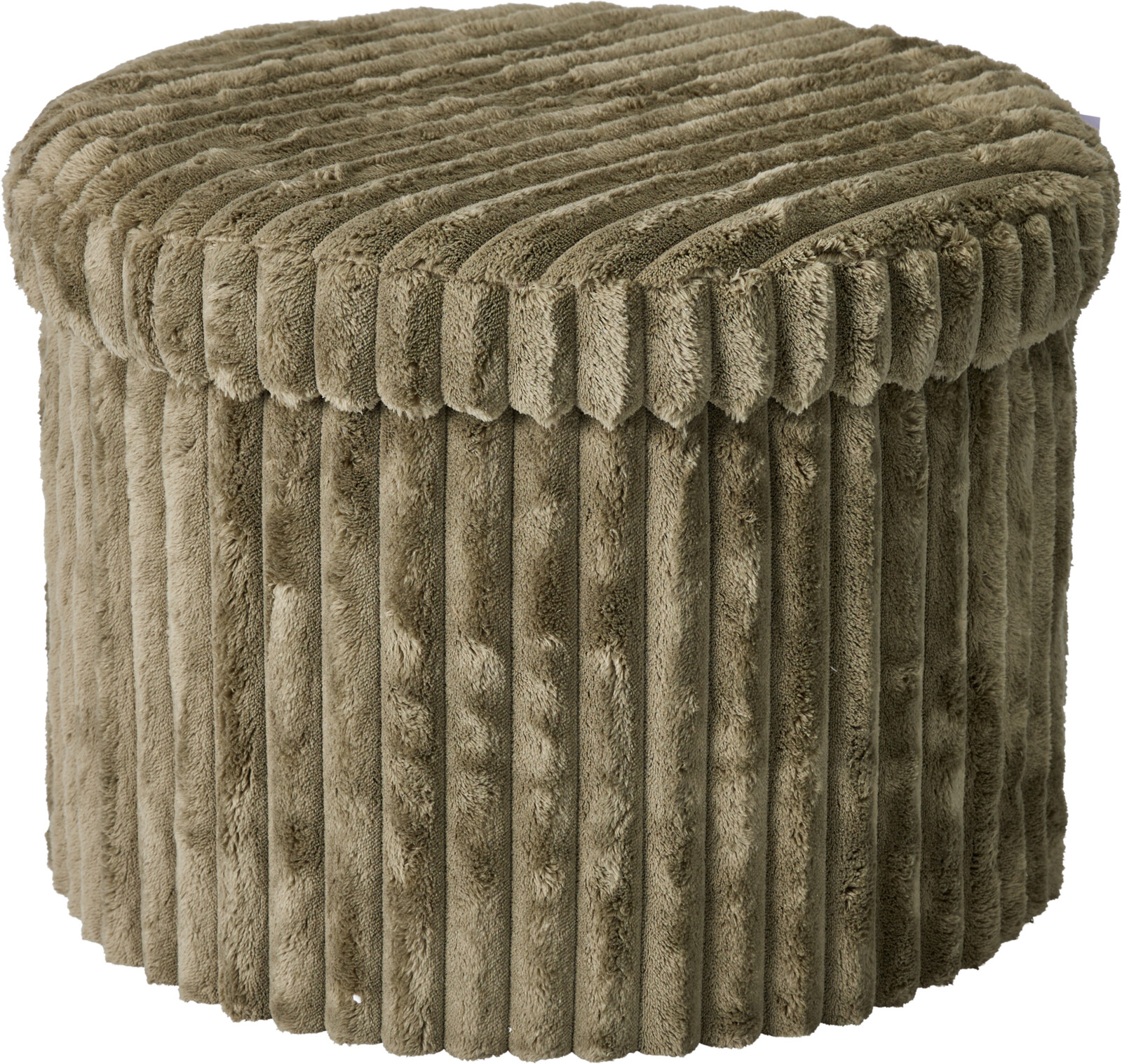 Hocker mit Aufbewahrungsraum, Cordoptik - grün, ca. Ø 43,2cm, Höhe ca. 32,5cm