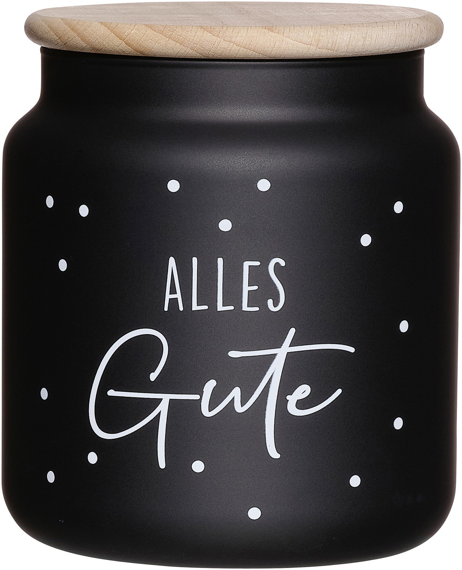 Vorratsdose Svart Alles Gute 1,1 l - Glas mit Buchendeckel, zylindrisch