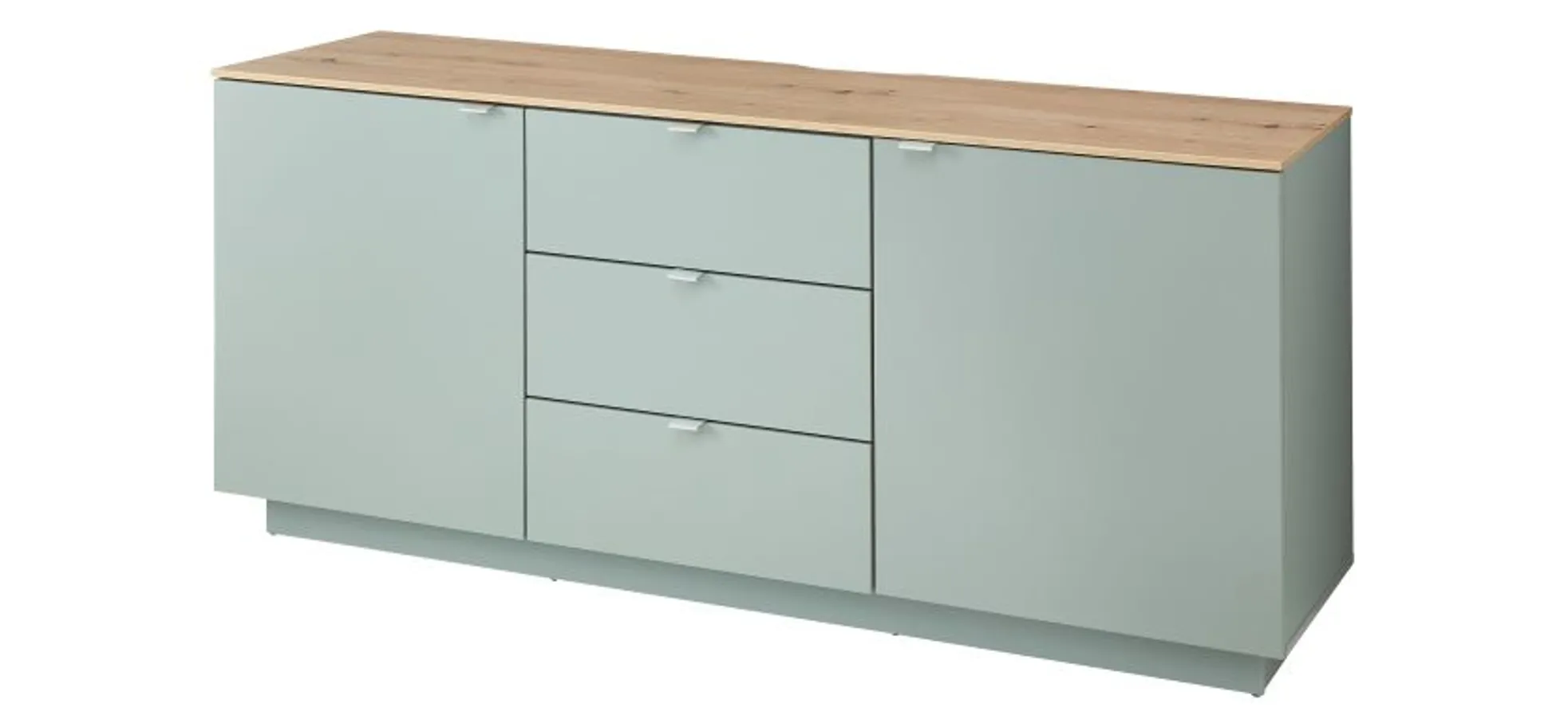 TV-Sideboard - Olivgrün, Eiche Dekor