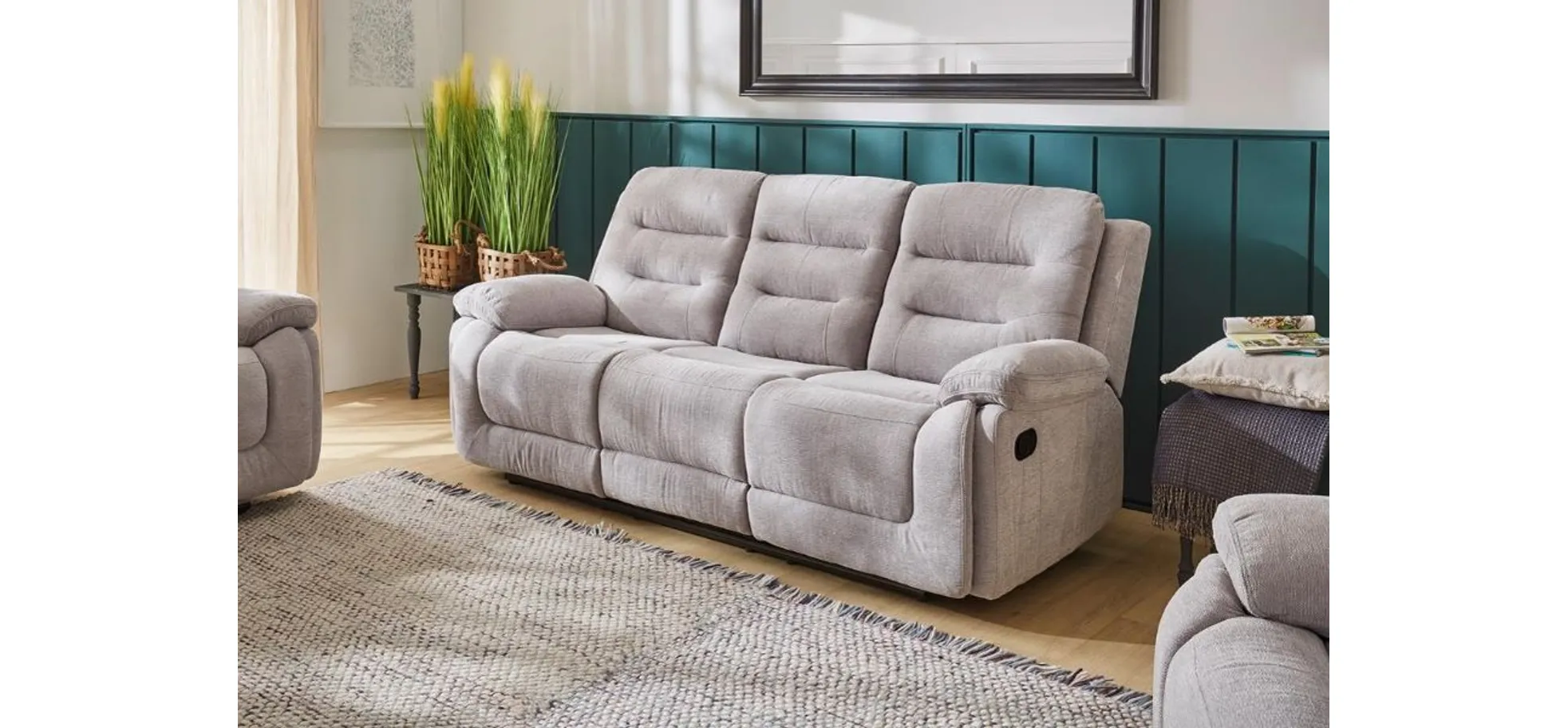 Sofa 3-sitzig mit Relaxfunktion, grau - MyStyle 2143