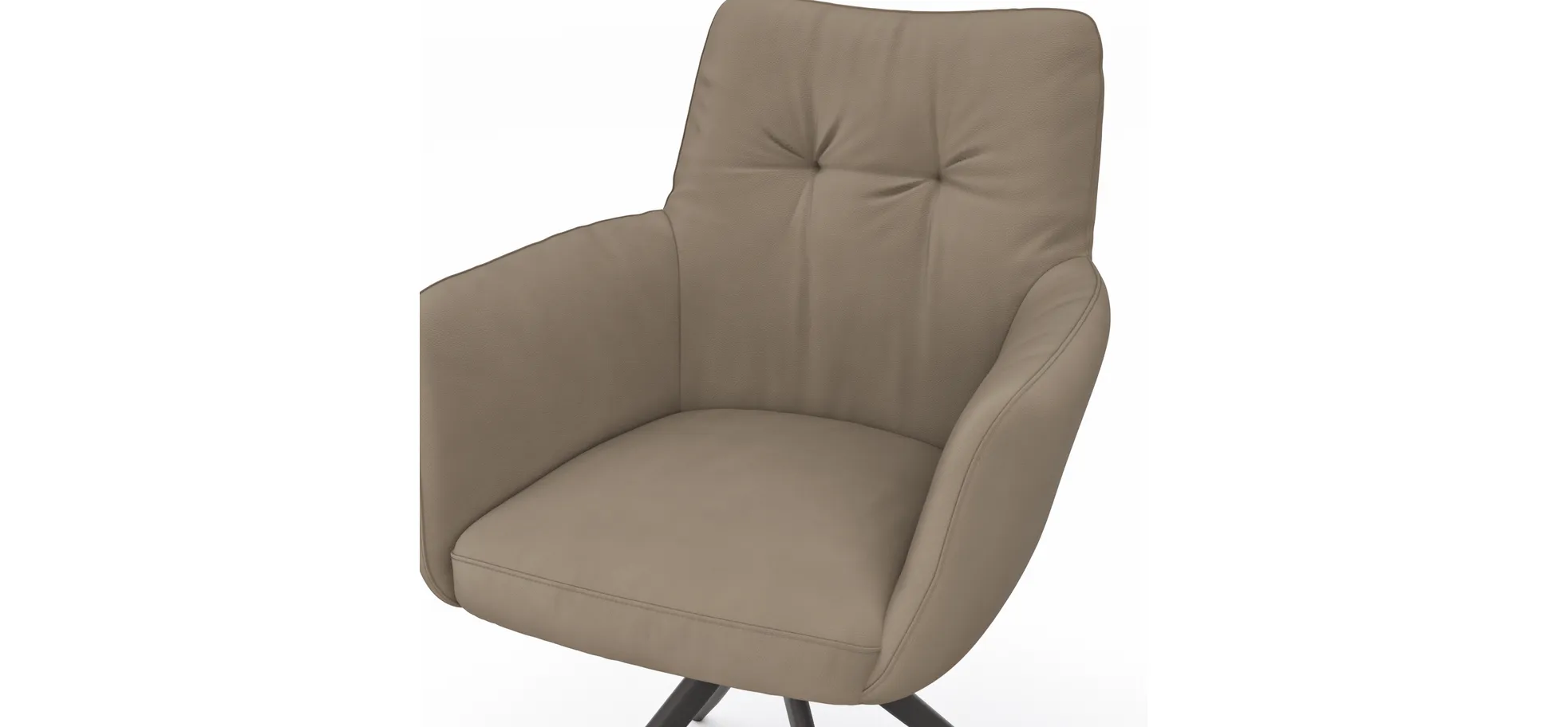 Armlehnstuhl Nashville - drehbar, Leder, Taupe