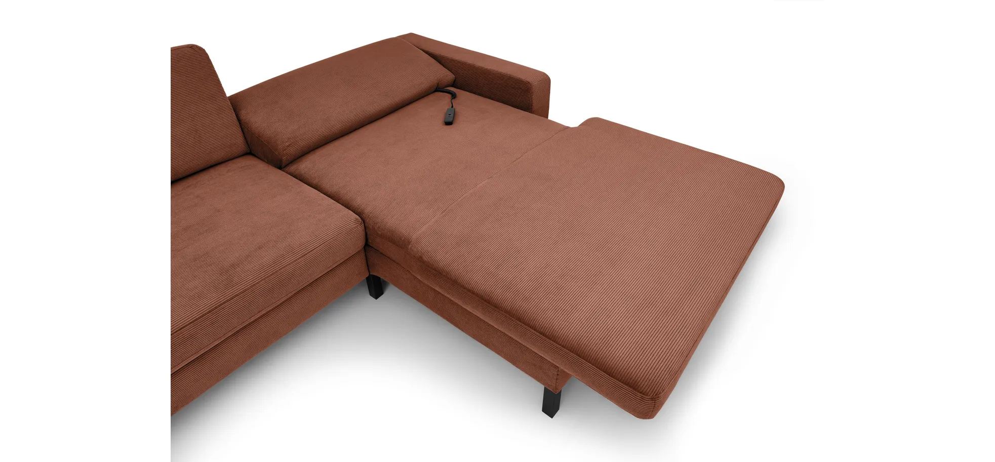  Ecksofa CALM MOVE 2.0 - 2,5-Sitzer mit Longchair rechts, Schlaffunktion, Feincord, Rost