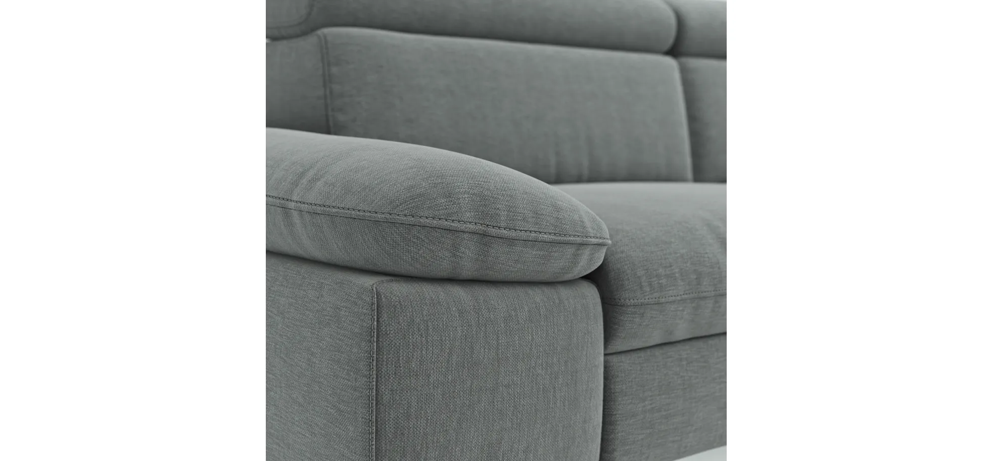 Ecksofa Felipa - 2,5-Sitzer mit Ecke rechts inkl. Kopfteil verstellbar, Stoff, Grau