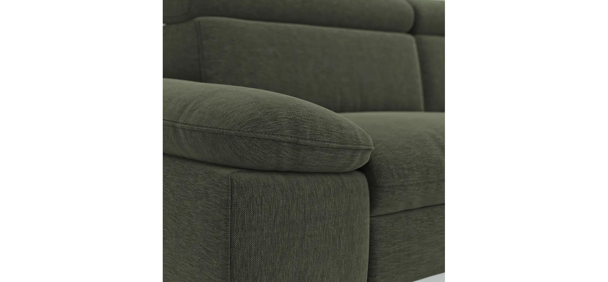 Ecksofa Felipa - 2,5-Sitzer mit Ecke rechts inkl. Armlehne verstellbar und Rückenlehne/Sitztiefe verstellbar (motorisch), Stoff, Dunkelgrün