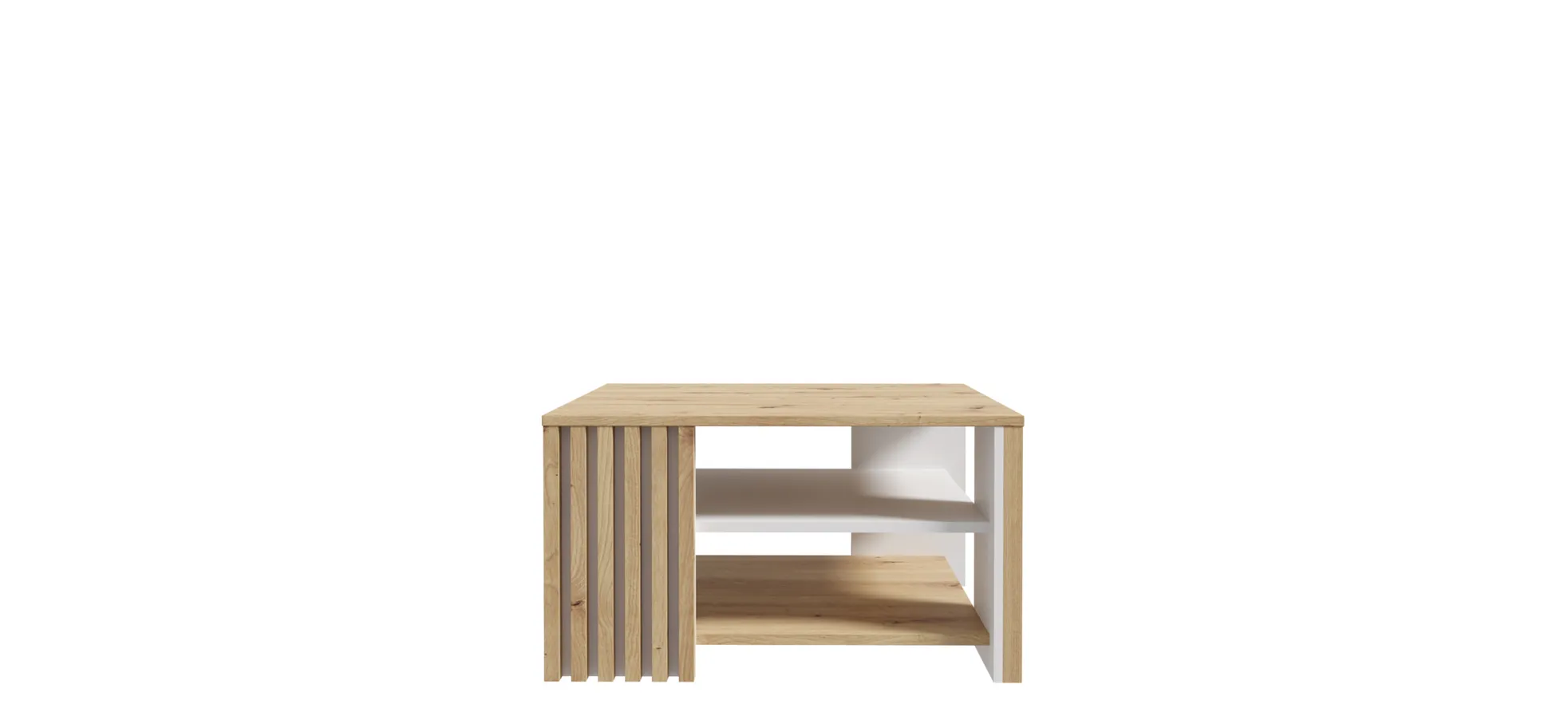 Couchtissch FLORISS- LB ca. 80x80 cm, Eiche Dekor, Weiß