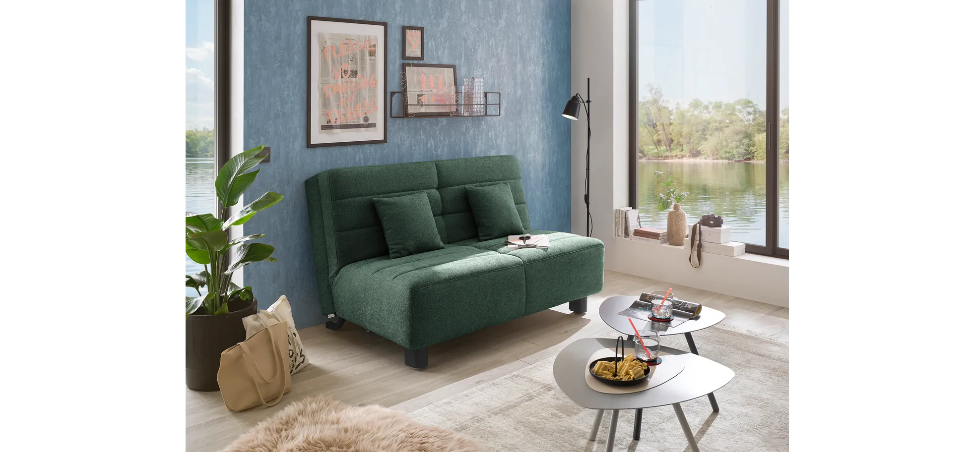 Faltsofa Easy - 2-Sitzer ohne Armlehne, ca. 140 cm inkl. Schlaffunktion, Stoff, Dunkelgrün Faltsofa Easy - 2-Sitzer ohne Armlehne, ca. 140 cm inkl. Schlaffunktion, Stoff, Dunkelgrün