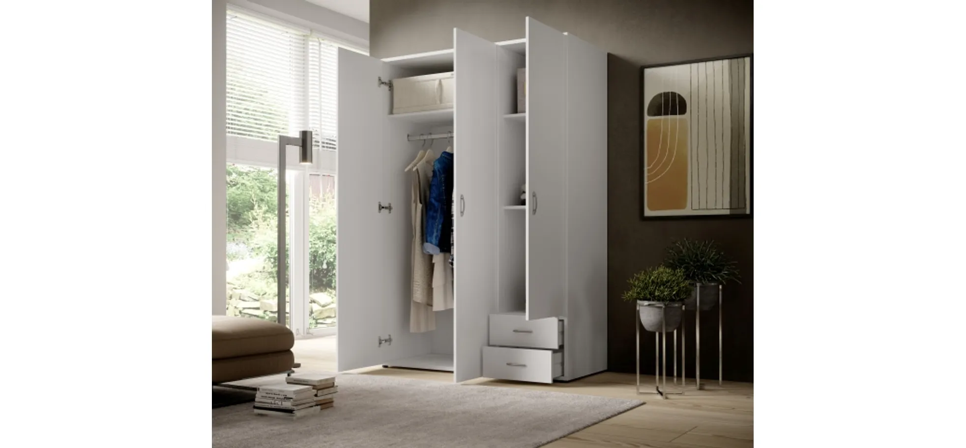 Drehtürenschrank- B ca. 120 cm, Weiß Drehtürenschrank- B ca. 120 cm, Weiß