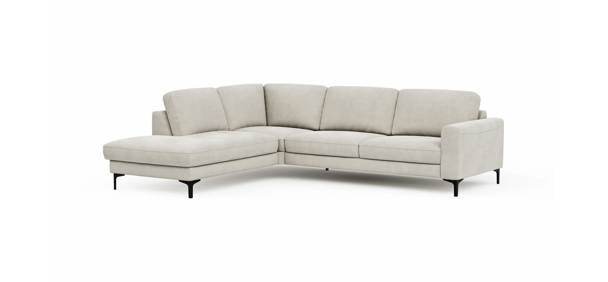 Ecksofa Oviedo - 2,5-Sitzer mit Ecke rechts, Stoff, Natur