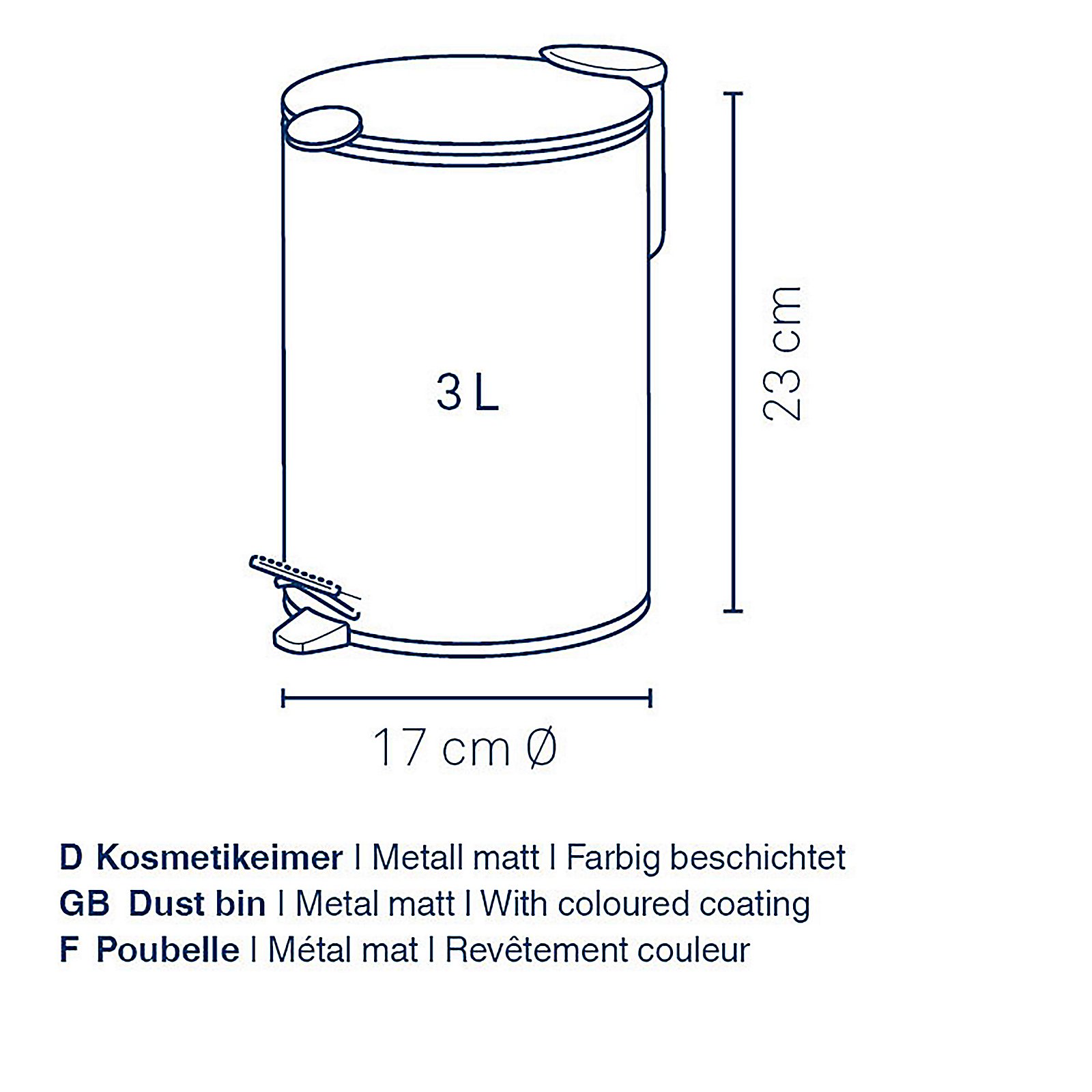 Kosmetikeimer Mats 23 cm - Metall rauchblau