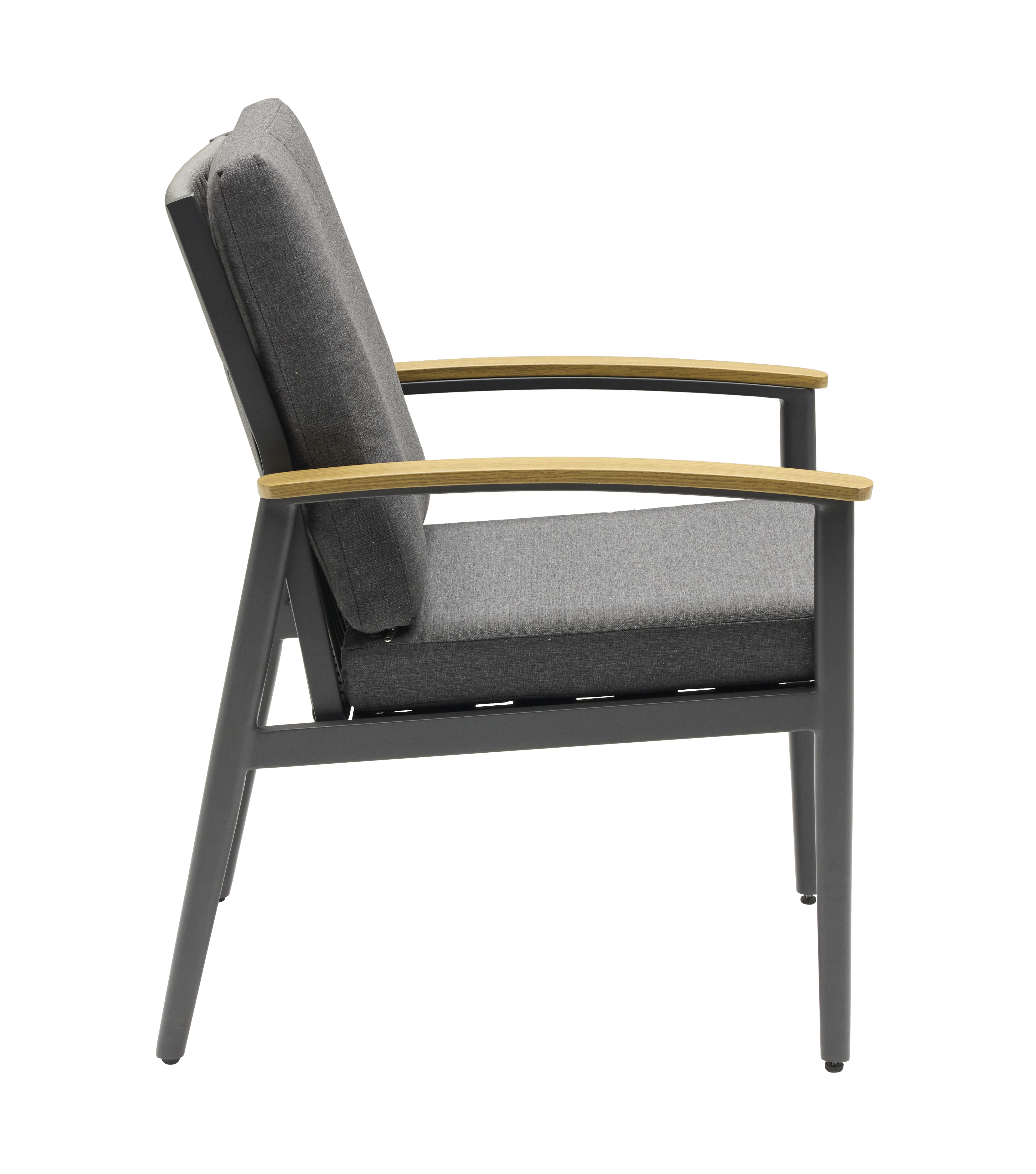 Armlehnstuhl, Teak-Armlehnen, grau - Avento