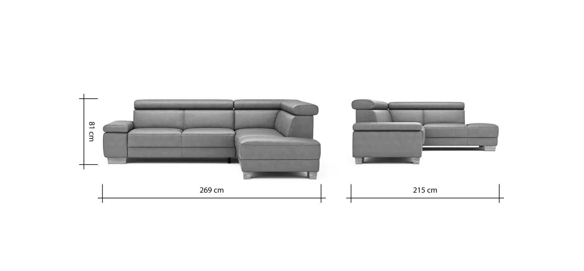 Ecksofa Philadelphia - 2,5-Sitzer, Ecke rechts, Kopfteil verstellbar (manuell), Stoff, Braun