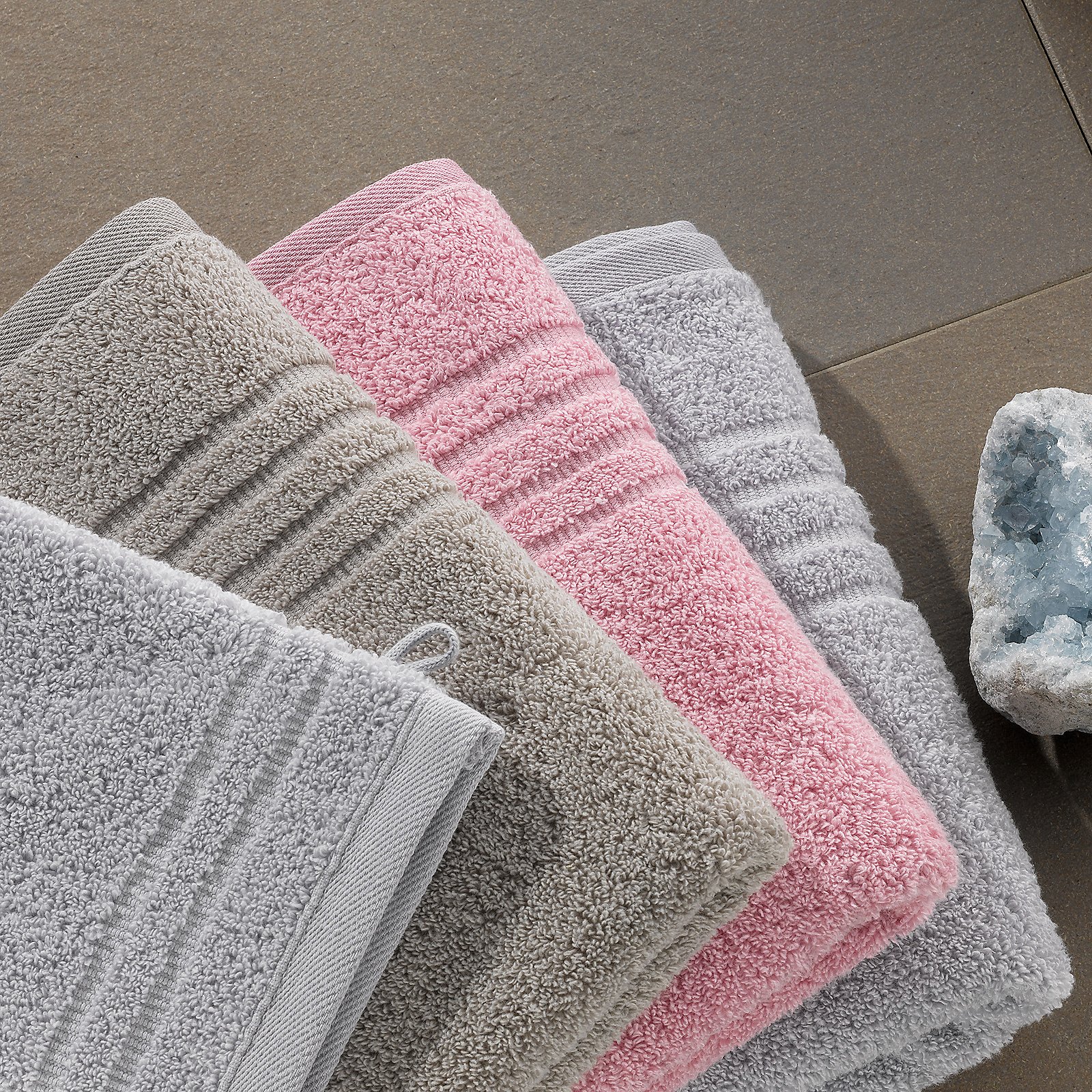 Gästetuch Leonora 50x30 cm - 100%Baumwolle Premium felsgrau
