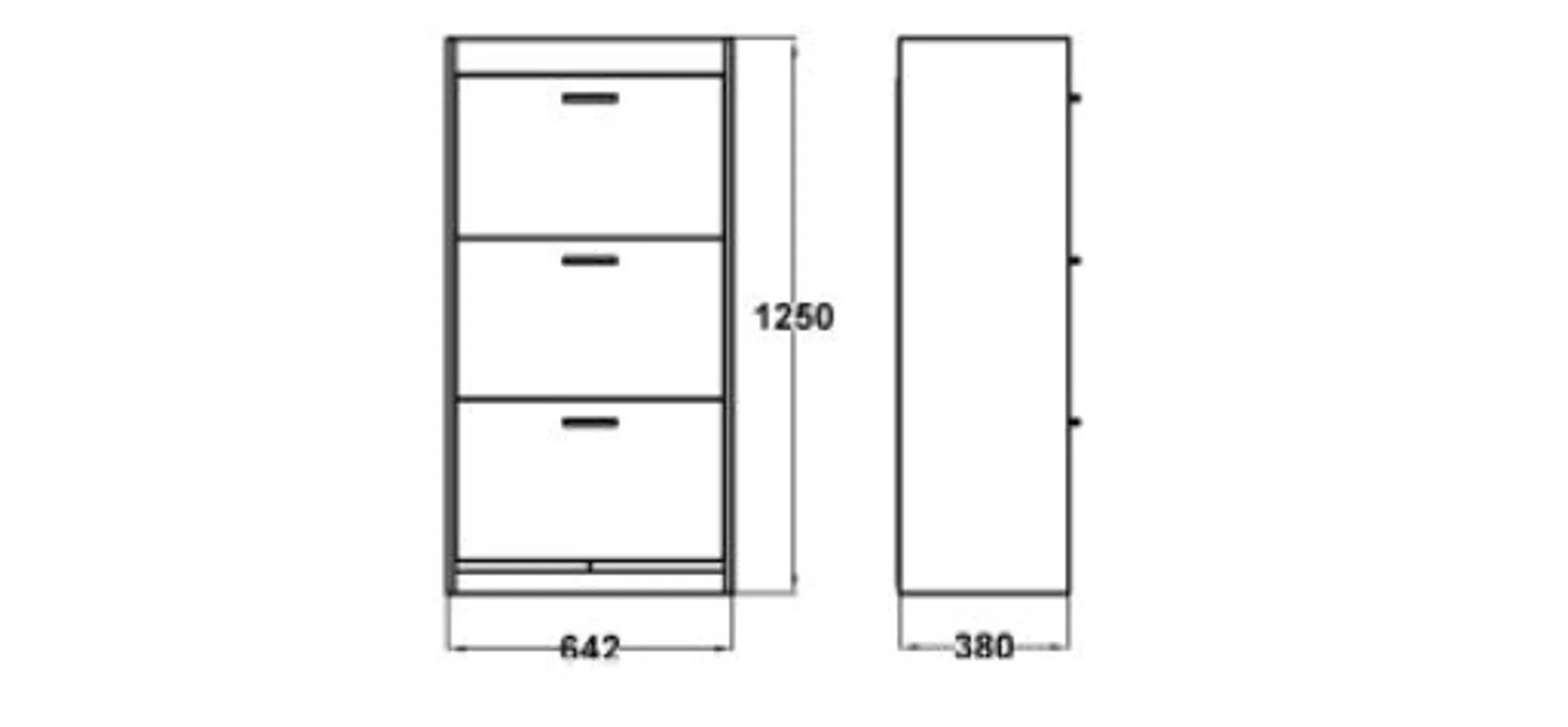 Schuhkipper - B ca. 64 cm, Artisan Eiche Nachbildung, Weiß