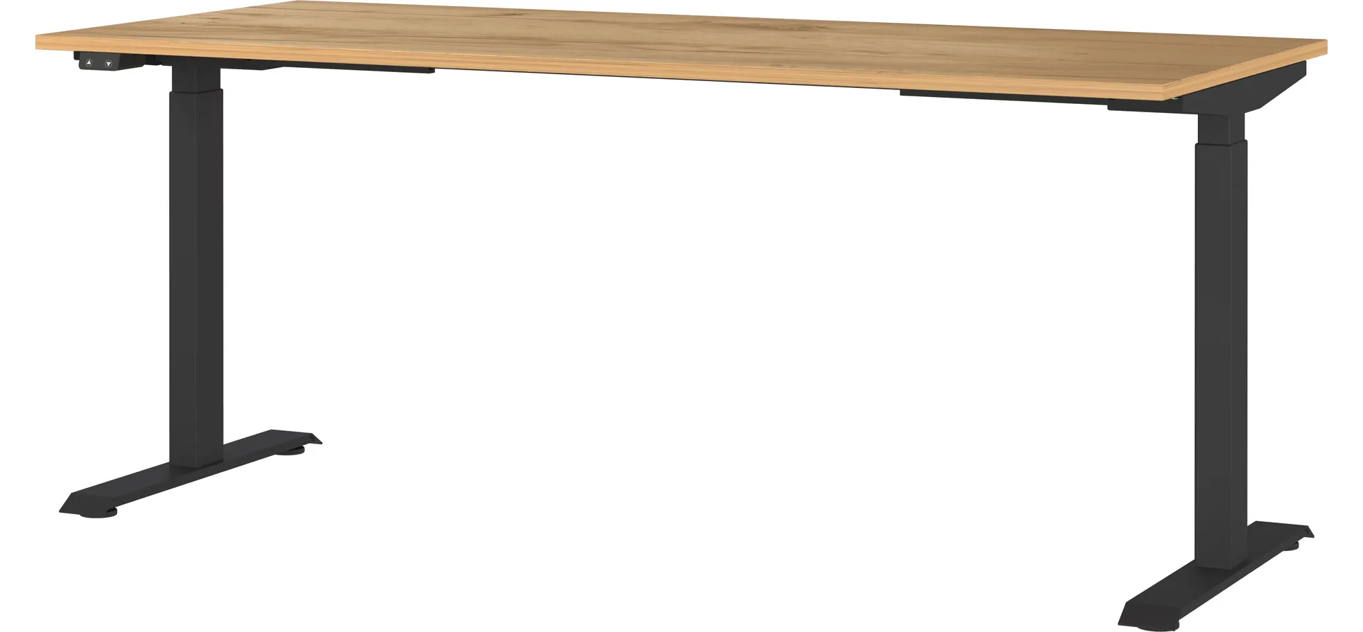 Schreibtisch GELI - höhenverstellbar, LB ca. 180x80 cm, Eiche Nachbildung, Schwarz