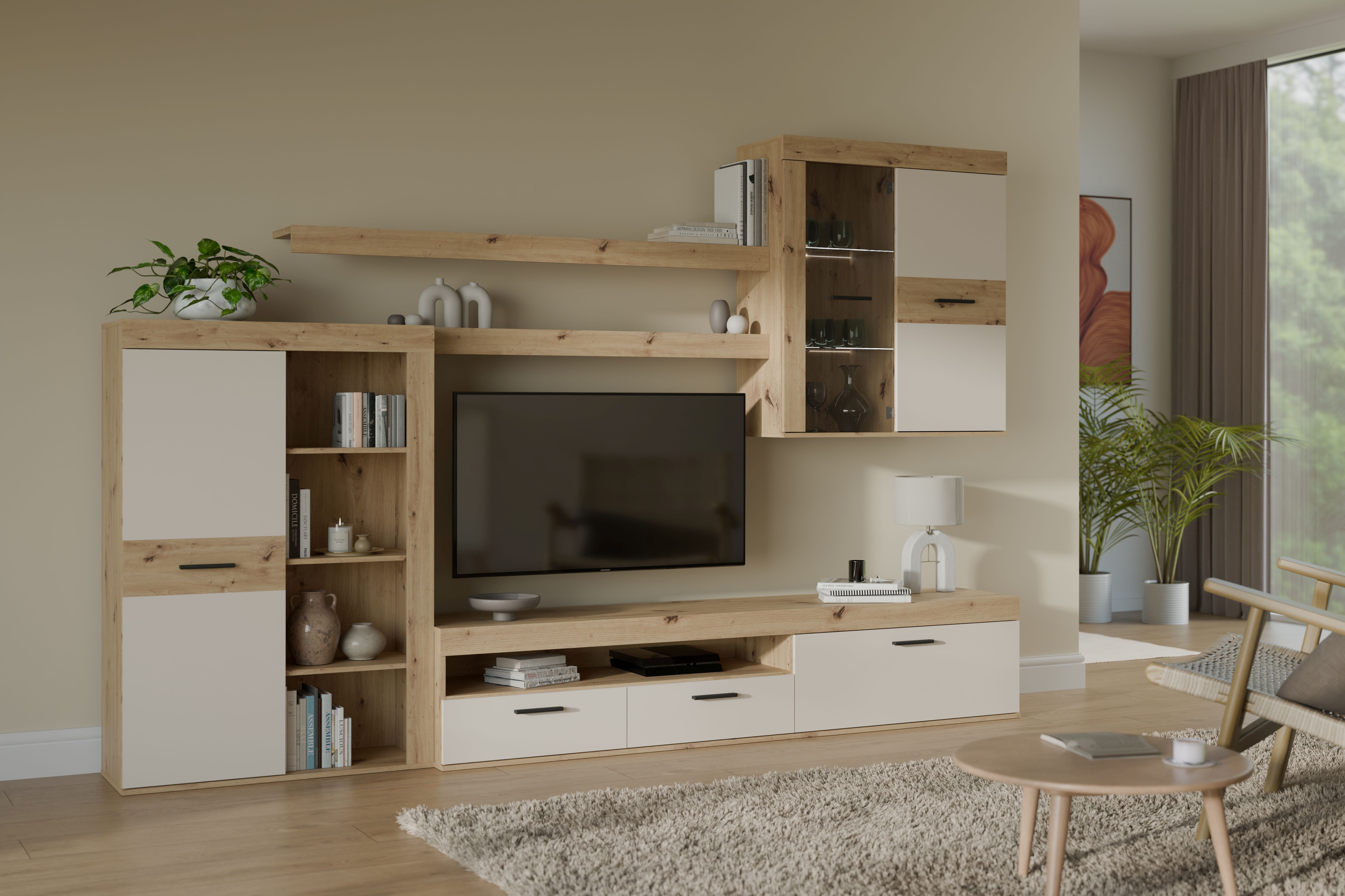 Wohnwand, Artisan oak, Sand  - Frana