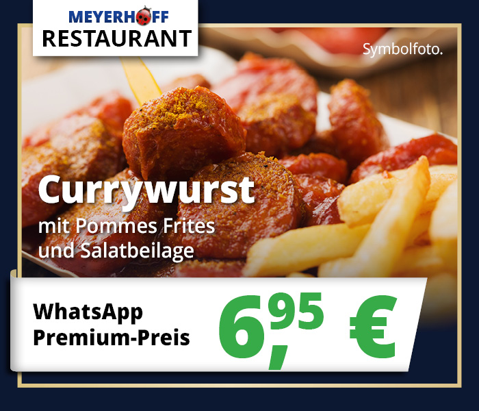 Premium-Vorteil • Currywurst mit Pommes Frites und Salat für 6,95 € im Restaurant