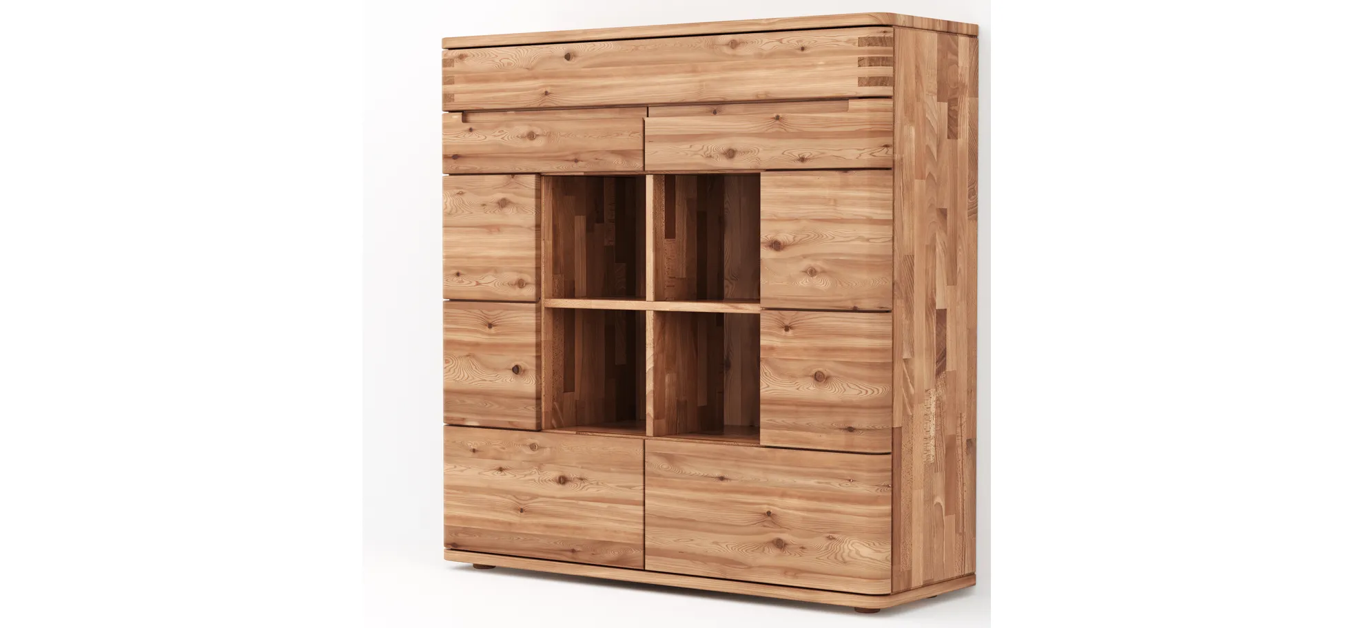 Highboard Cartago Soft - Astbuche massiv, natur geölt