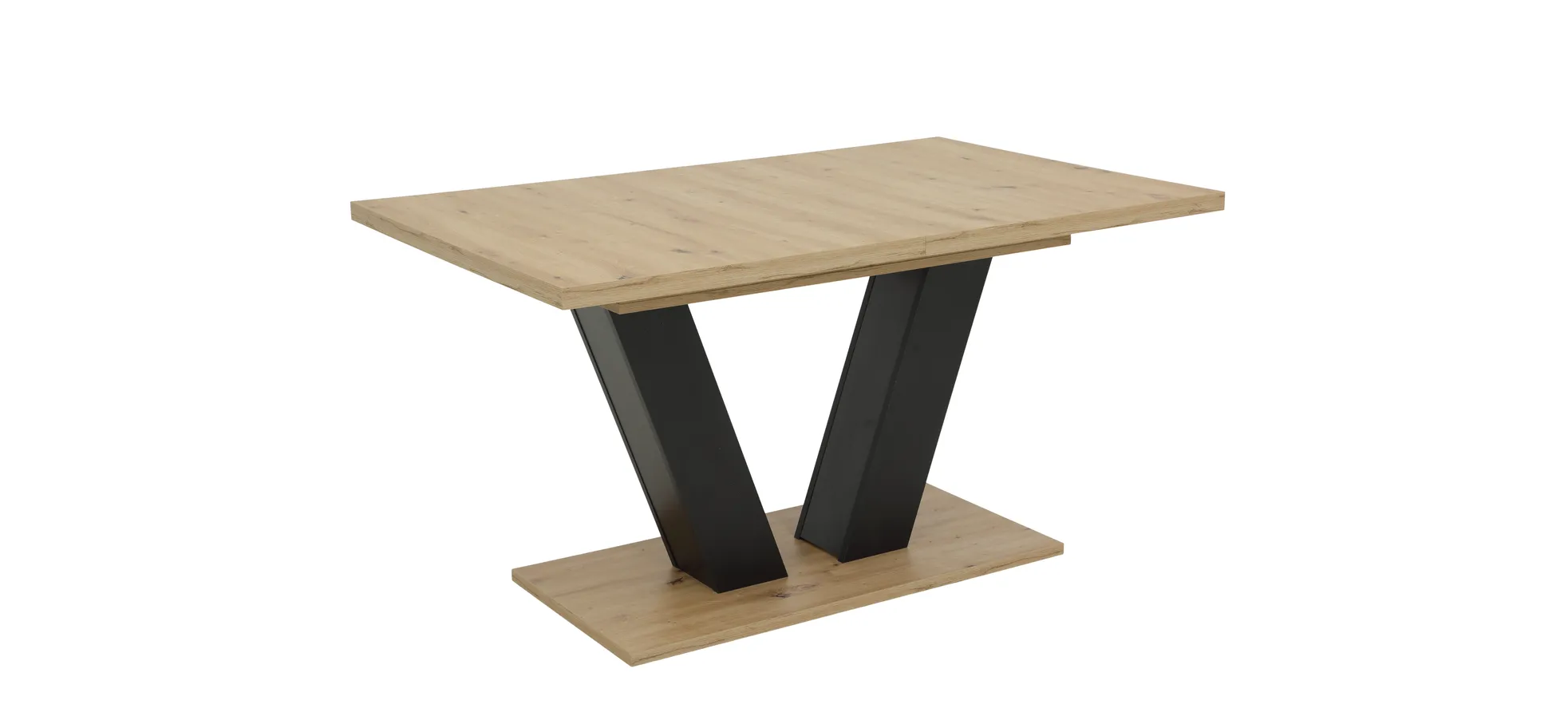 Esstisch - ausziehbar, LB ca. 140x90 cm, Artisan Eiche Nachbildung, Schwarz