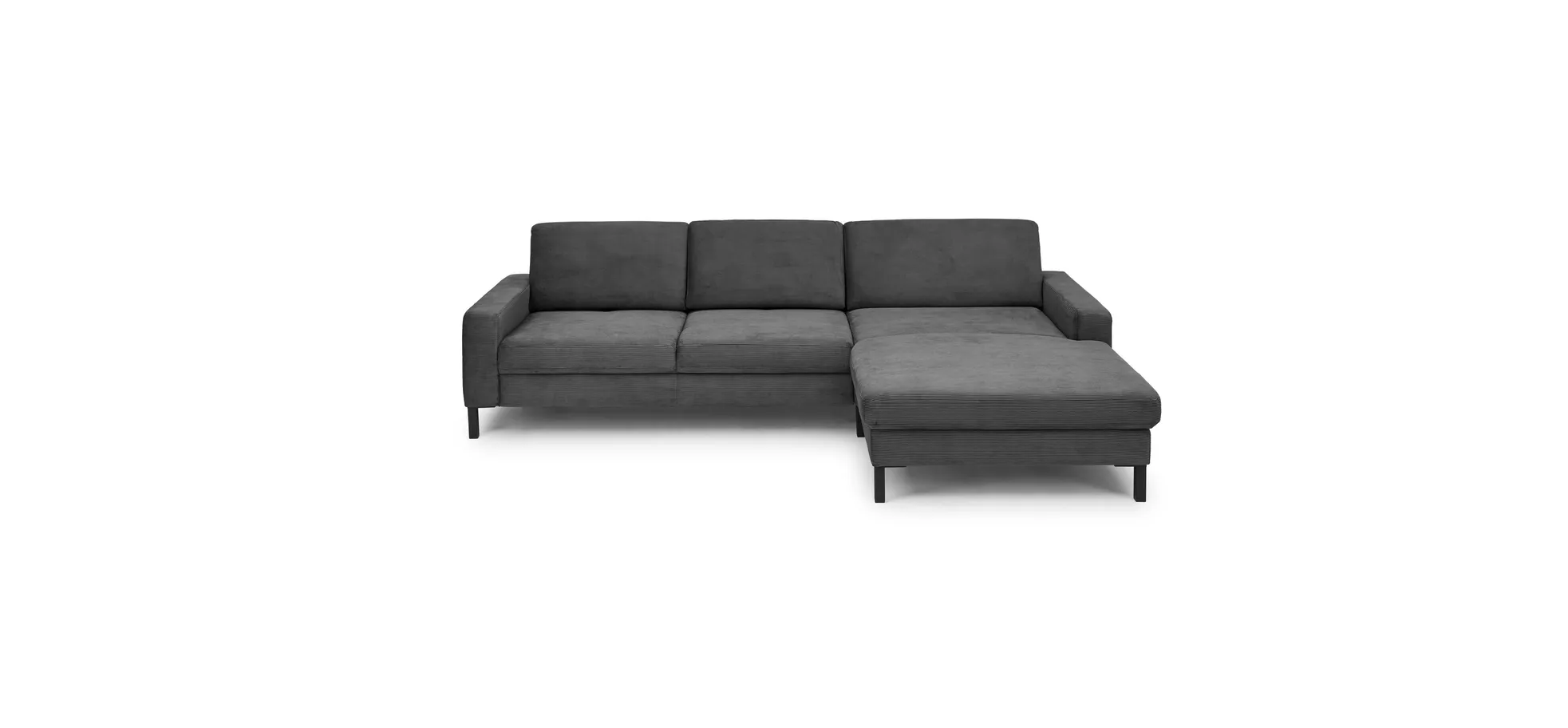  Ecksofa CALM MOVE 2.0 - 2,5-Sitzer mit Longchair rechts, Feincord, Anthrazit