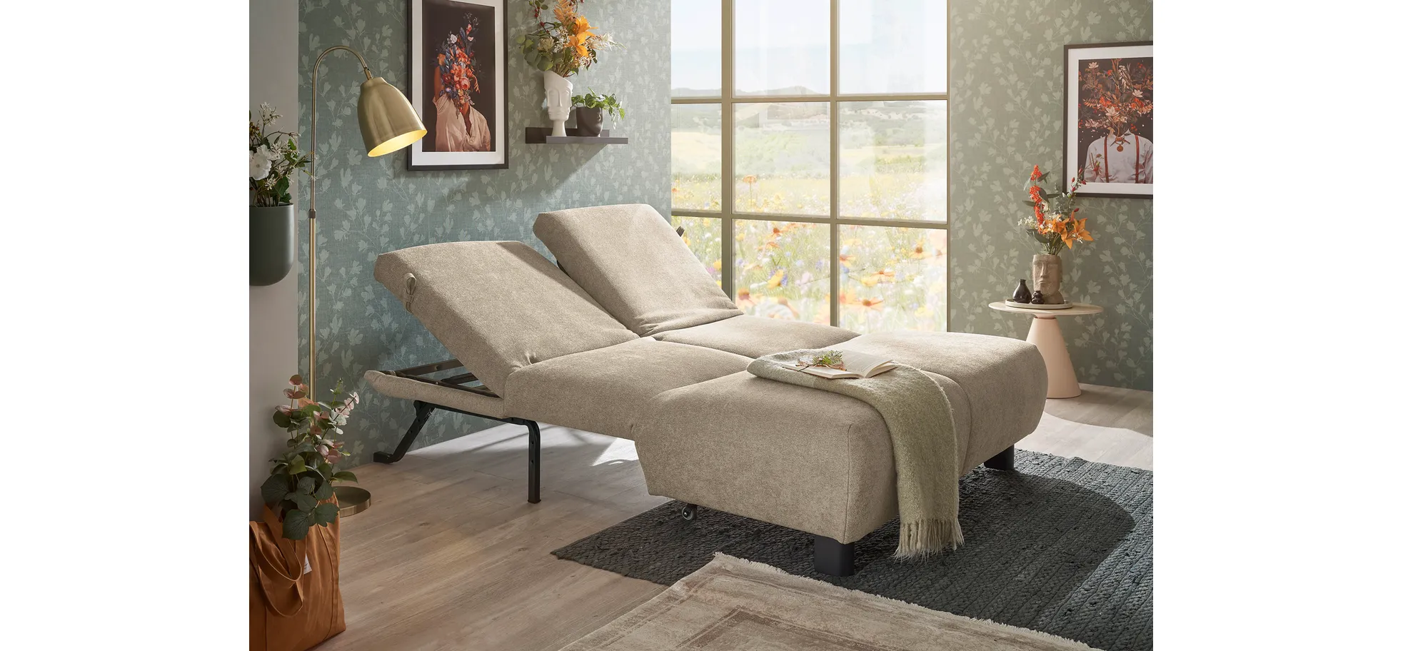 Faltsofa EBBY - 2-Sitzer ohne Armlehne, 140 cm inkl. Schlaffunktion/Relaxfunktion, Stoff, Taupe Faltsofa EBBY - 2-Sitzer ohne Armlehne, 140 cm inkl. Schlaffunktion/Relaxfunktion, Stoff, Taupe