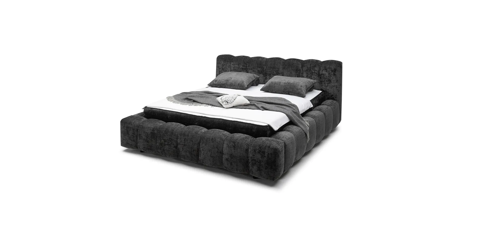 Polsterbettrahmen, Stoff black, 180x200 cm - Eleine