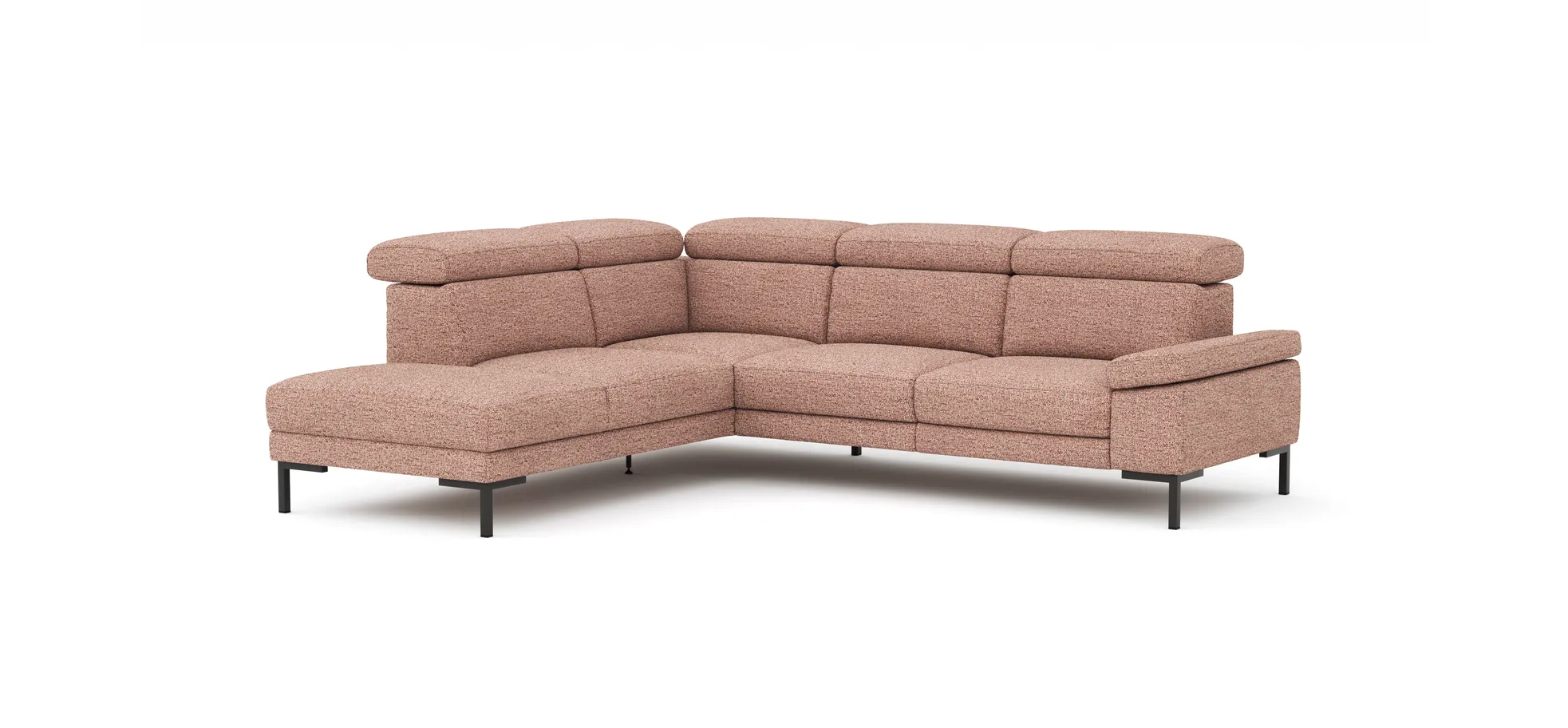 Ecksofa Hudson - Ecke links mit 2,5-Sitzer inkl. Kopfteil verstellbar, Stoff, Kupfer