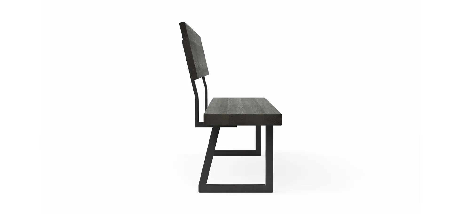 Holzbank Clifton - mit Rückenlehne, Breite ca. 220 cm, Zerreiche massiv, smoked