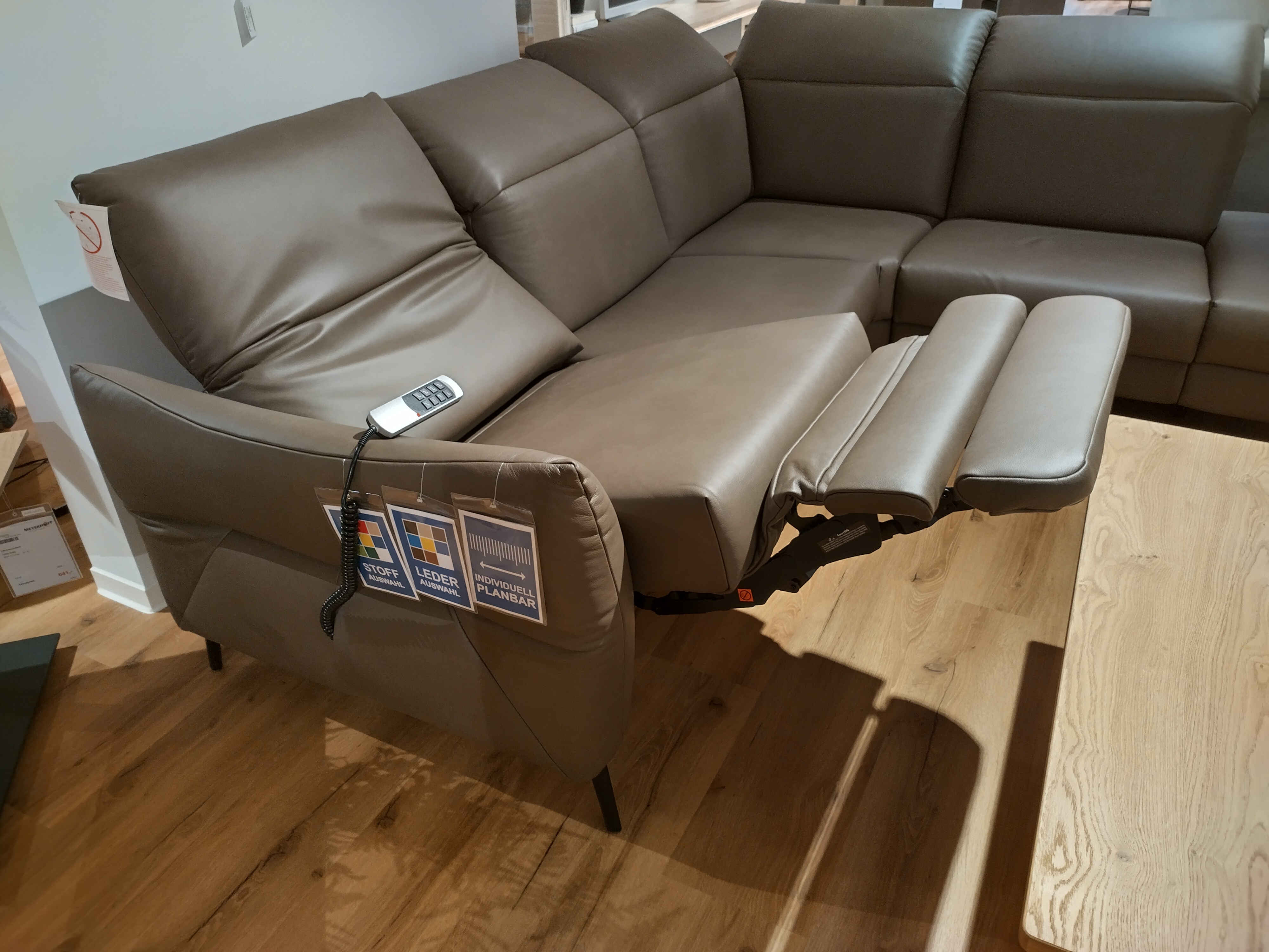 Ecksofa, Leder Evita stone - LS24 Leone