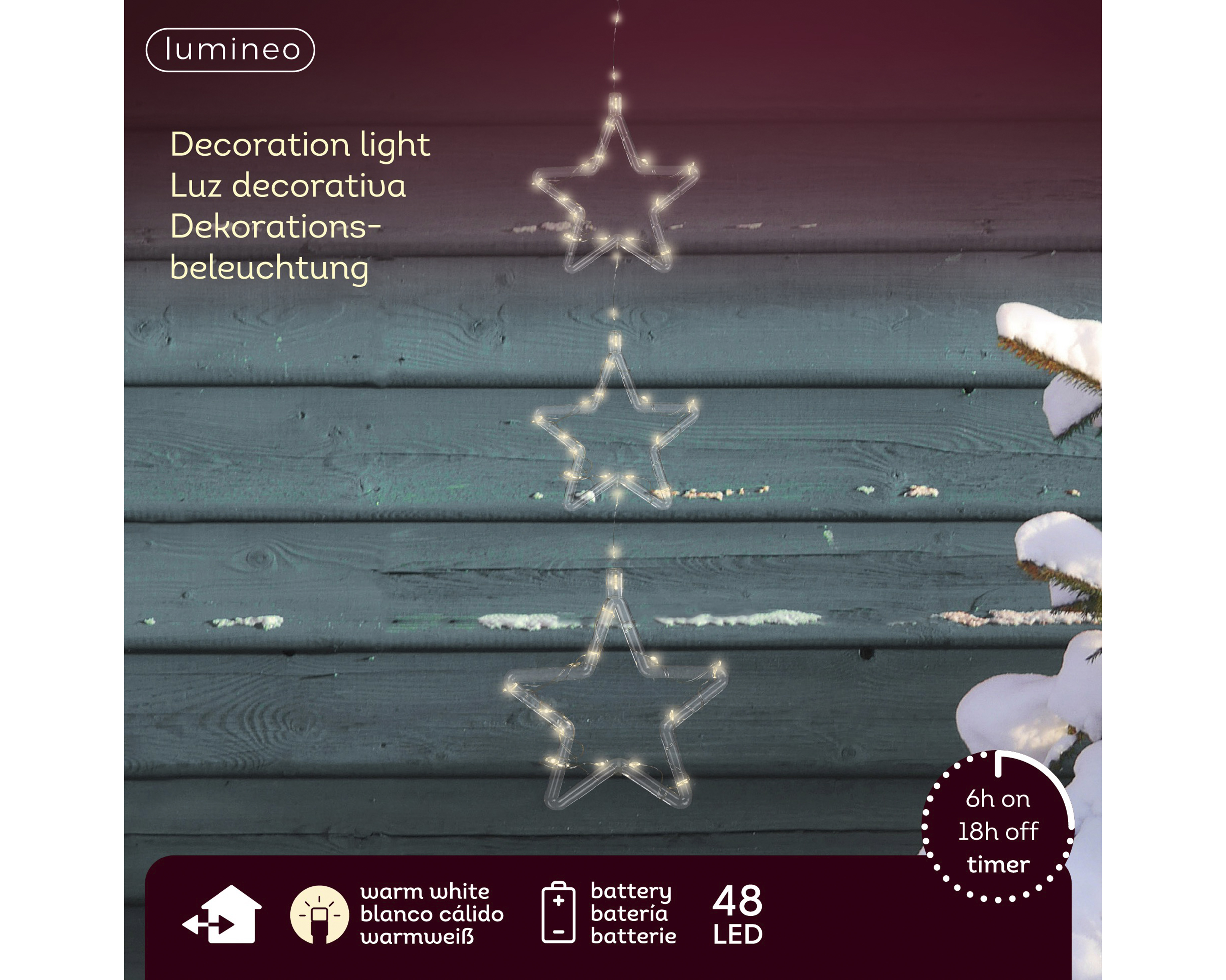 LED Sterne-Girlande - weiss, L58.00cm-48L
