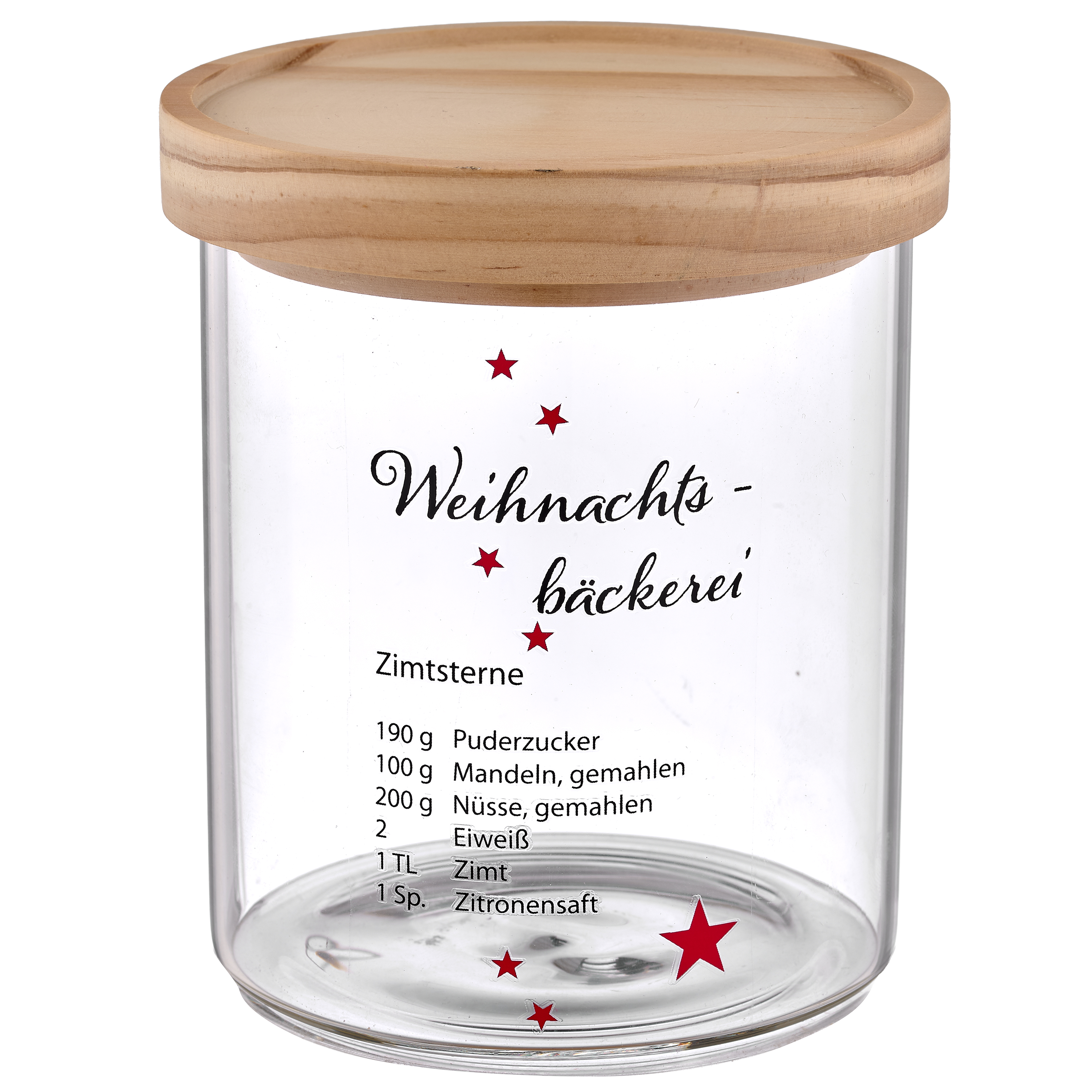 Glas Vorratsdose WEIHNACHTSBÄCKEREI - transparent, ca. 11x11x12,5cm