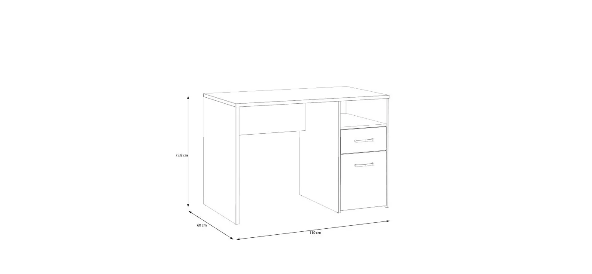 Schreibtisch FILIPO- LB ca. 110x60 cm, Eiche Dekor, Weiß