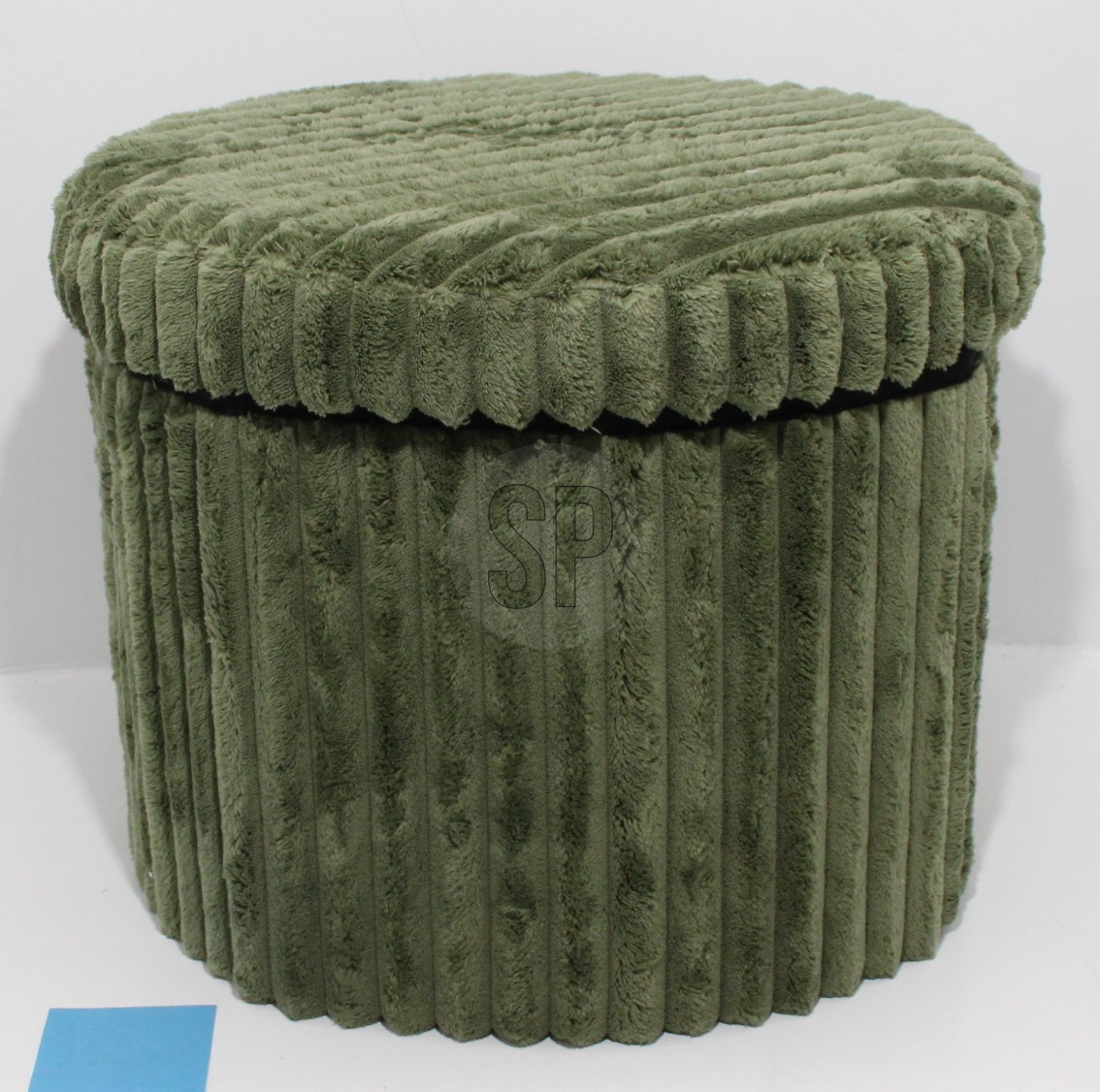 Hocker mit Aufbewahrungsraum, Cordoptik - grün, ca. Ø 43,2cm, Höhe ca. 32,5cm