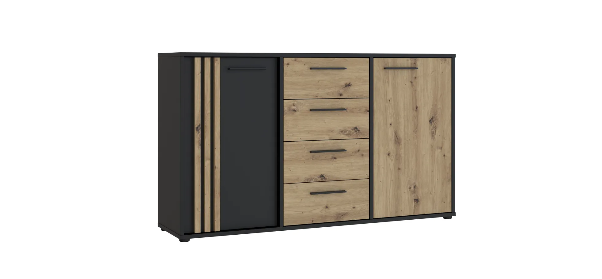 Sideboard, Black/Artisan Oak  - Floriss