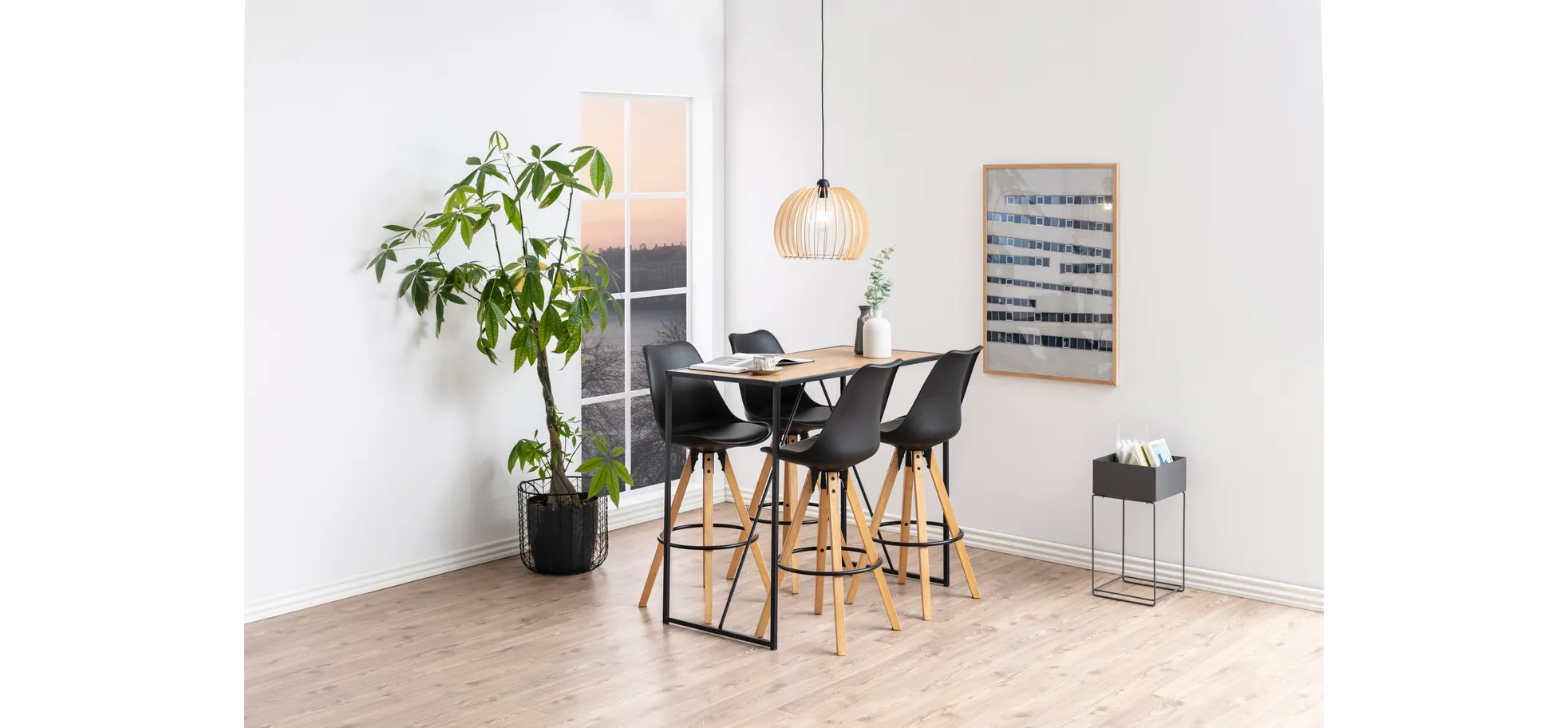 Bartisch - LB ca. 120x60 cm, Wildeiche Nachbildung, Schwarz