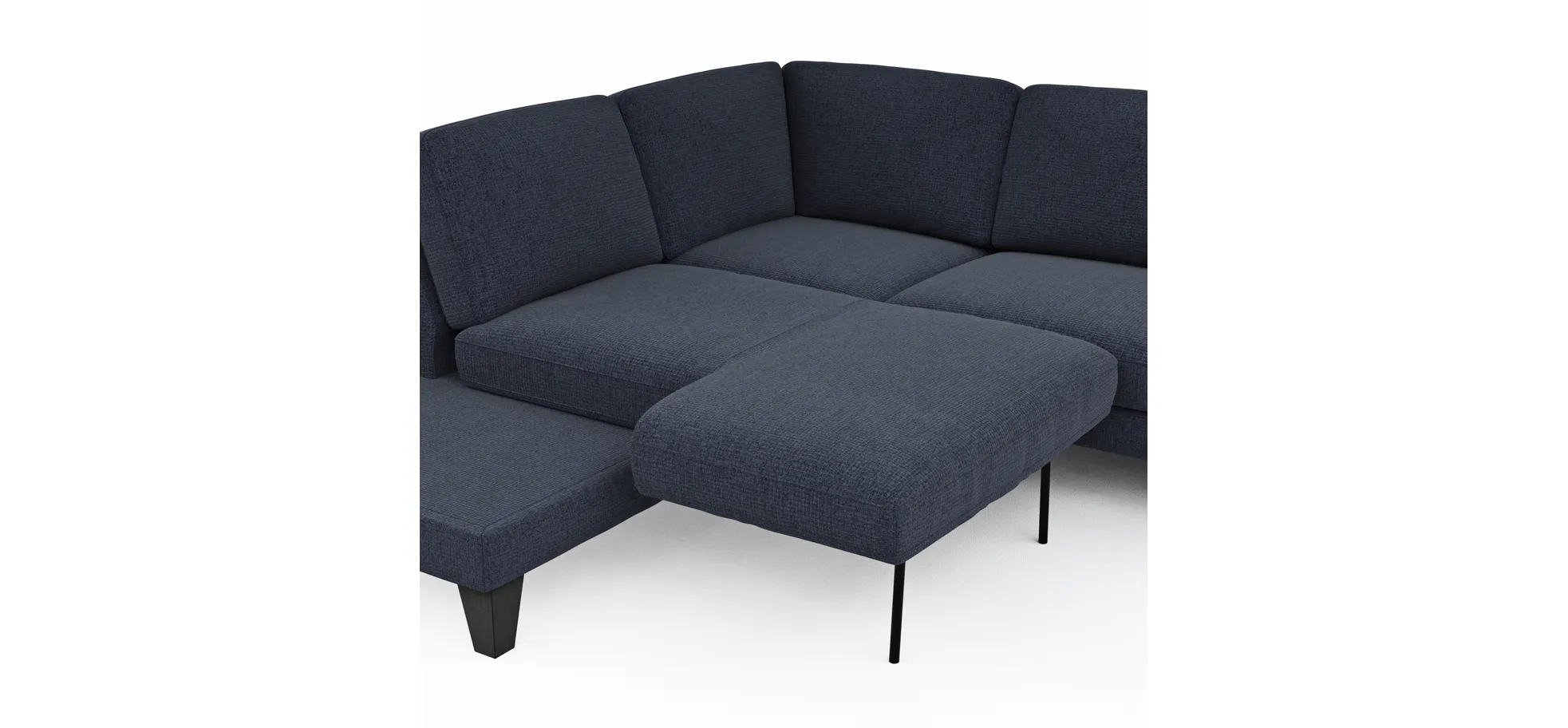Ecksofa Oviedo - Ecke links mit 2,5-Sitzer inkl. Drehsitz, Stoff, Dunkelblau